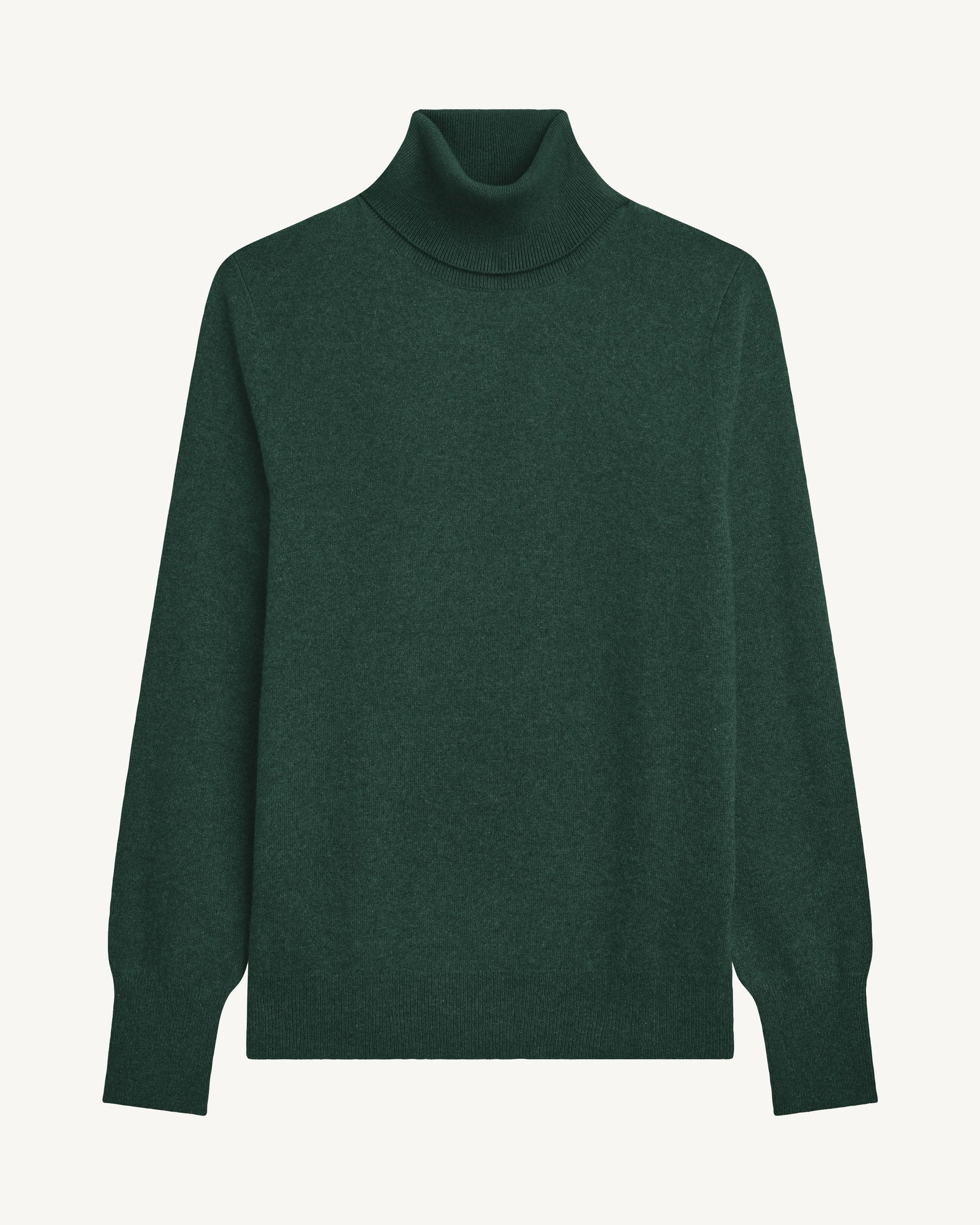 Pull col roulé classique-VERT SAPHIR-100% cachemire