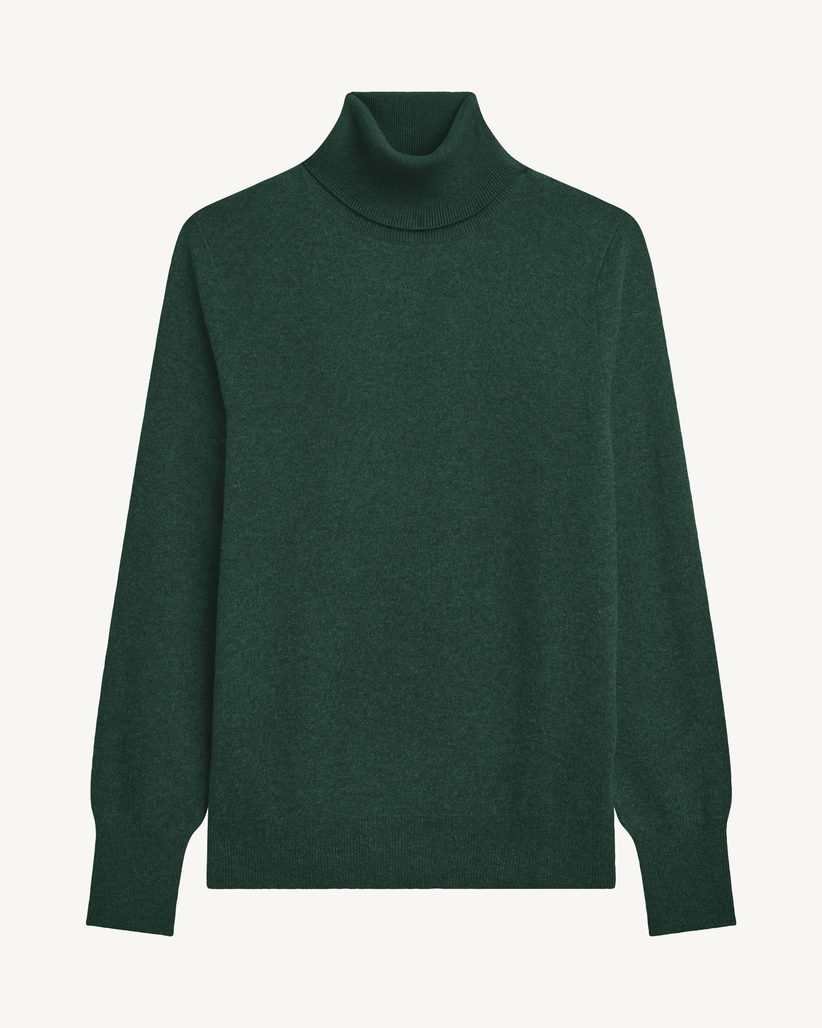 Pull col roulé classique-VERT SAPHIR-100% cachemire
