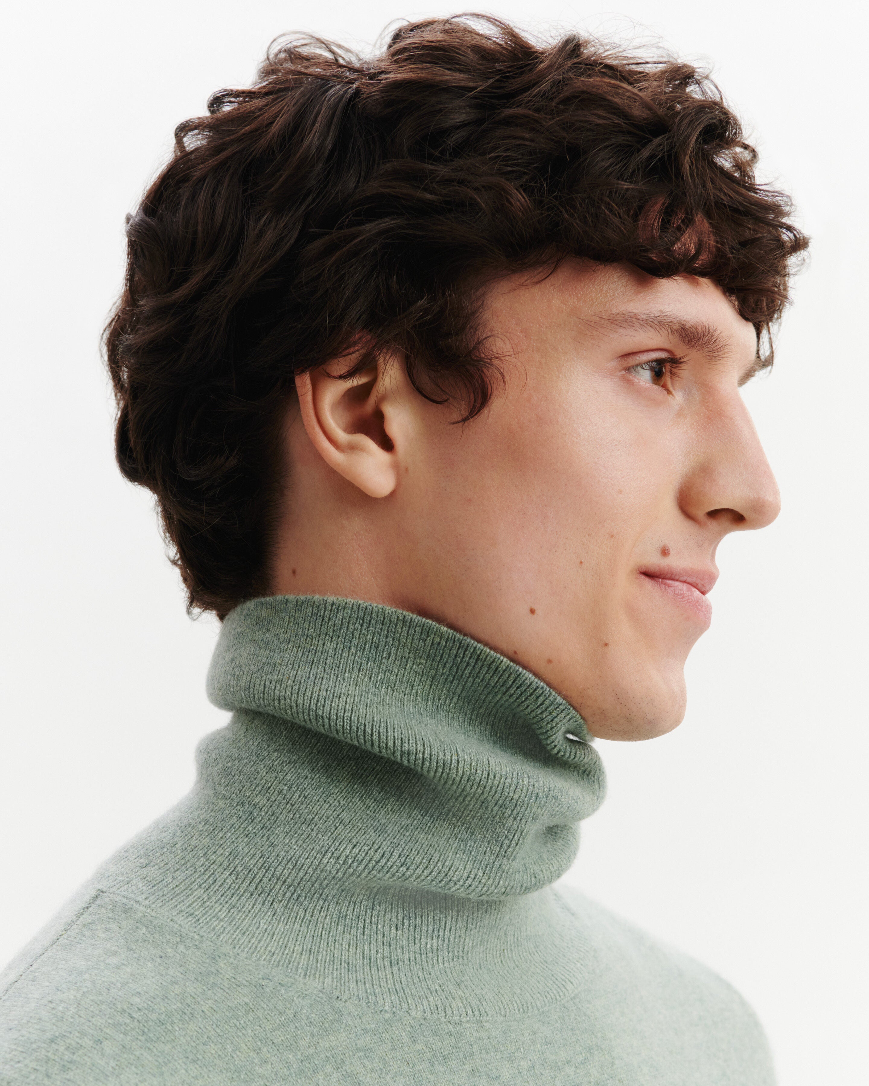 Pull col roulé Origines-VERT DE GRIS-100% cachemire