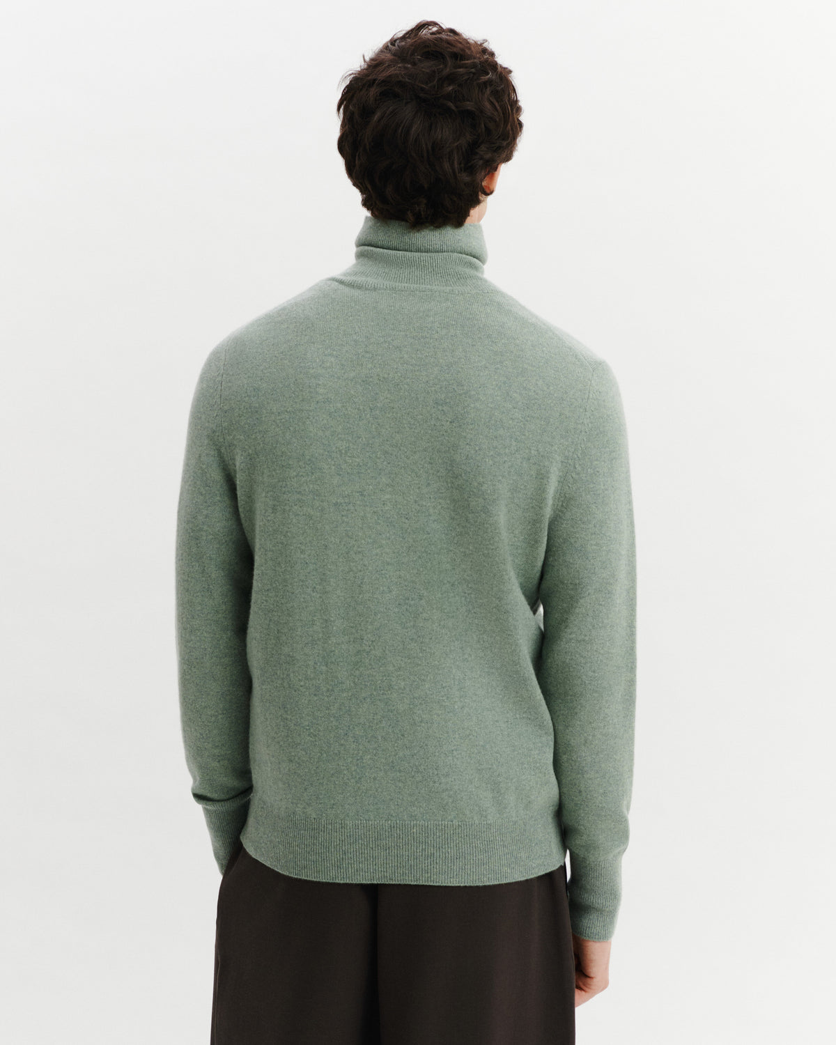Pull col roulé Origines-VERT DE GRIS-100% cachemire