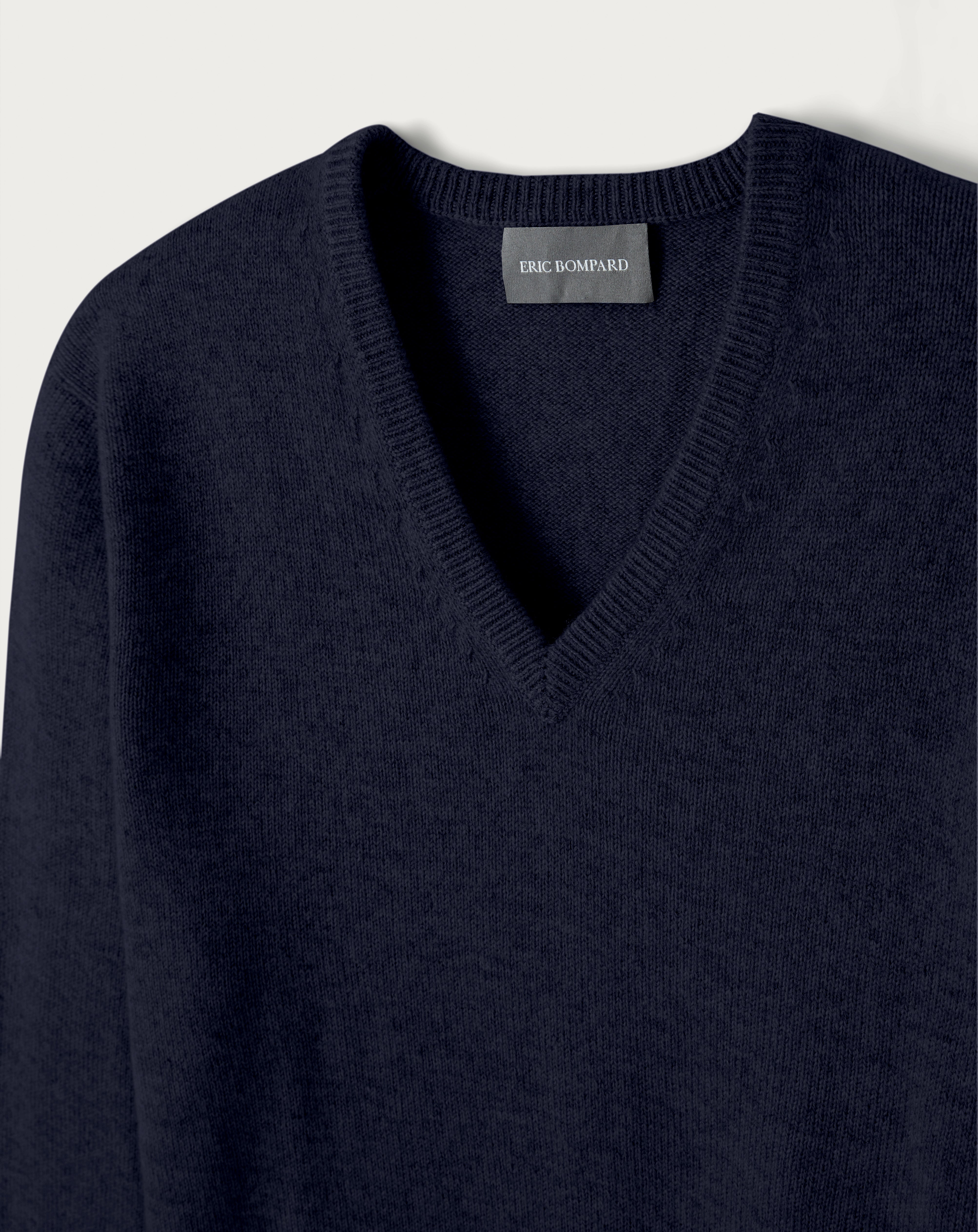 Pull V 4 fils-MARINE-100% cachemire