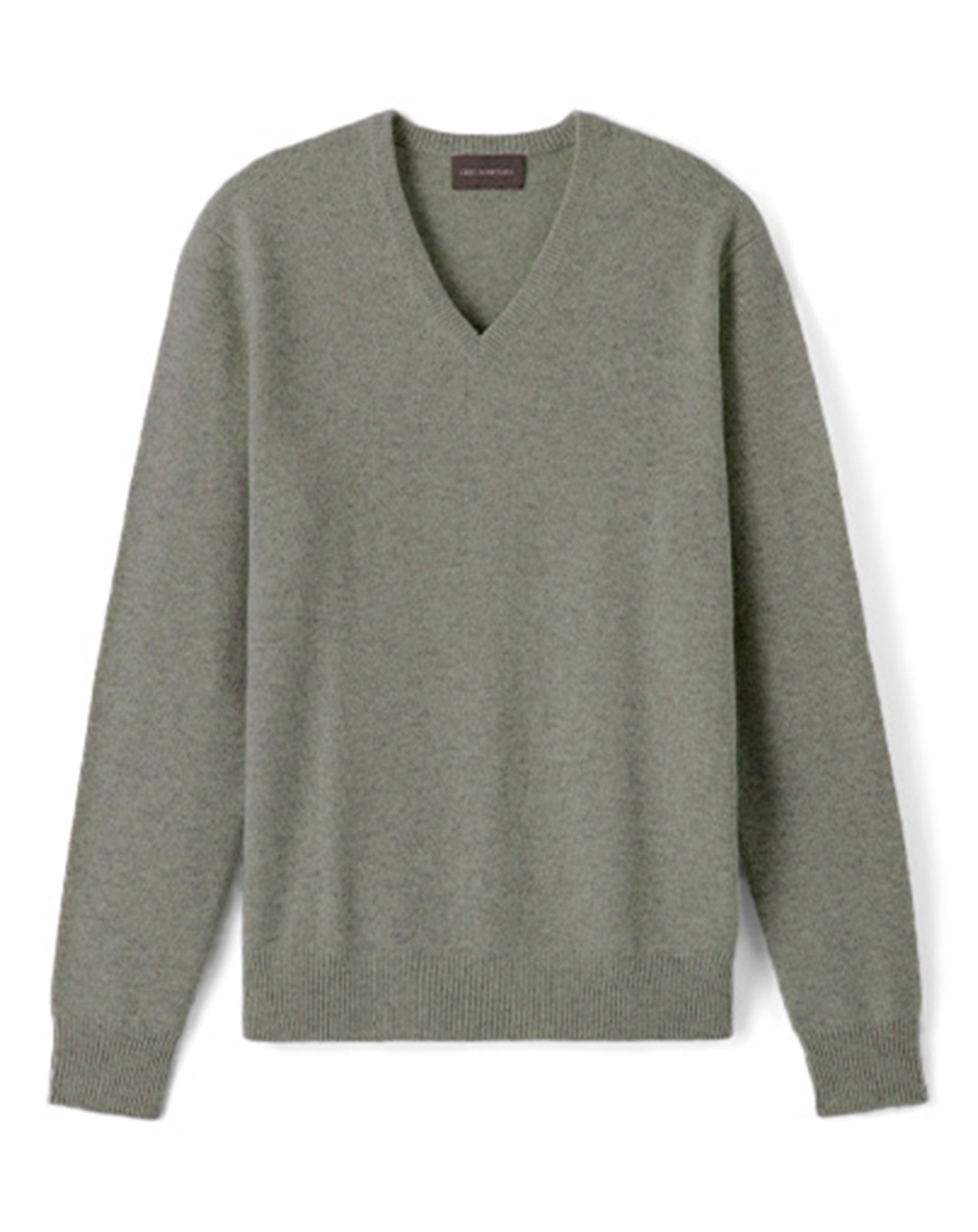 Pull V 4 fils-KAKI-100% cachemire