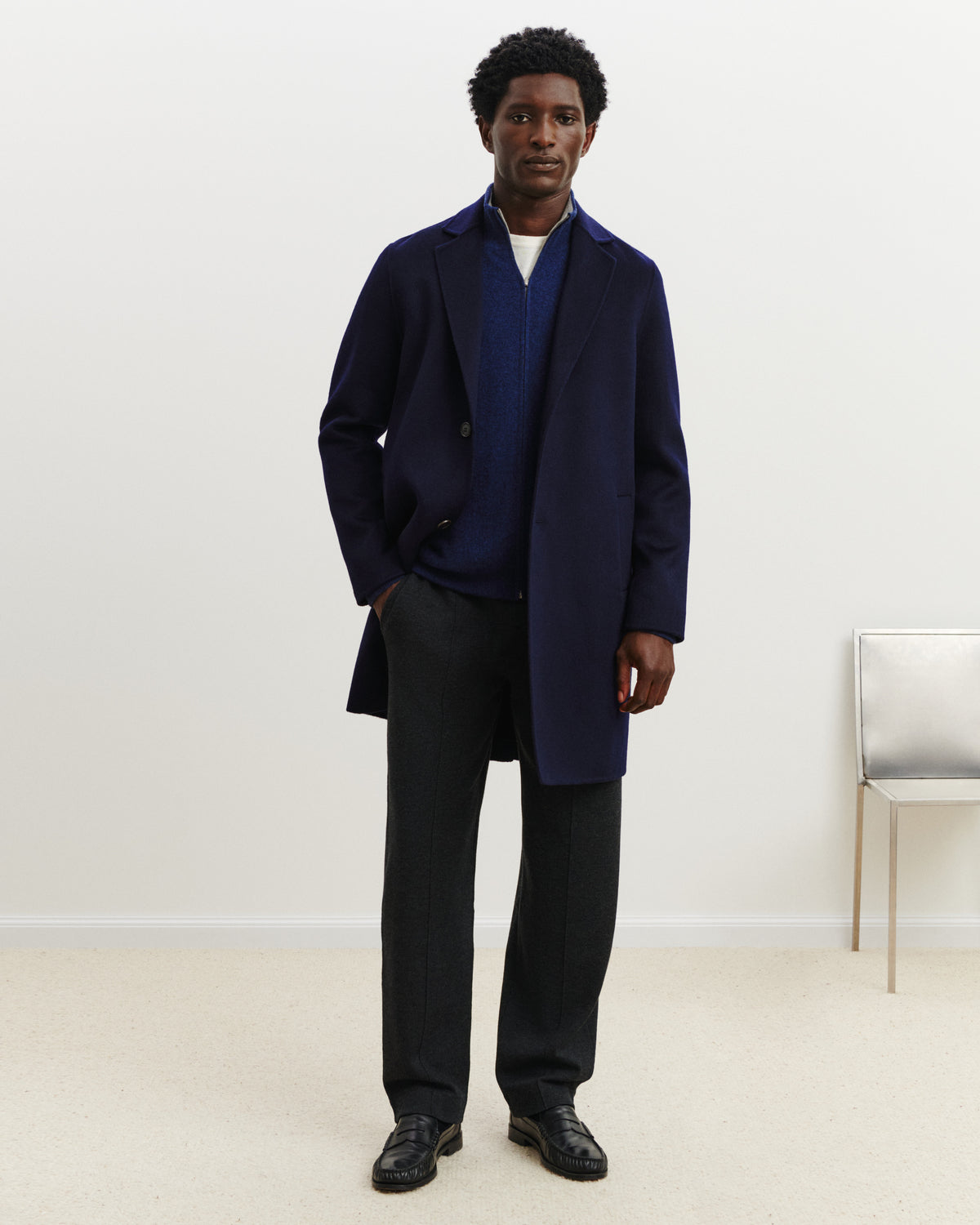 Manteau double face-MARINE-90% LAINE 10% CACHEMIRE