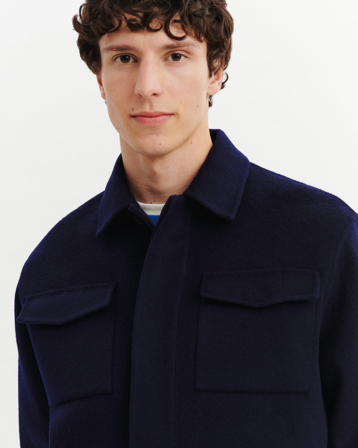 Veste boutonnée à poches-MARINE-90% LAINE 10% CACHEMIRE