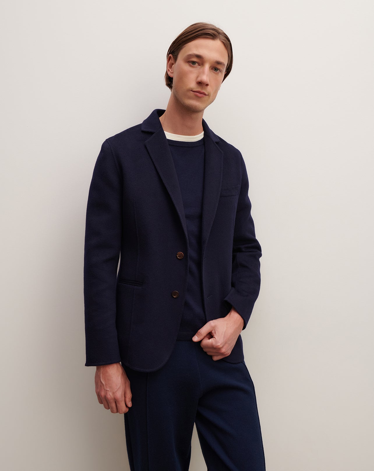 Veste blazer double face-MARINE-90% LAINE 10% CACHEMIRE