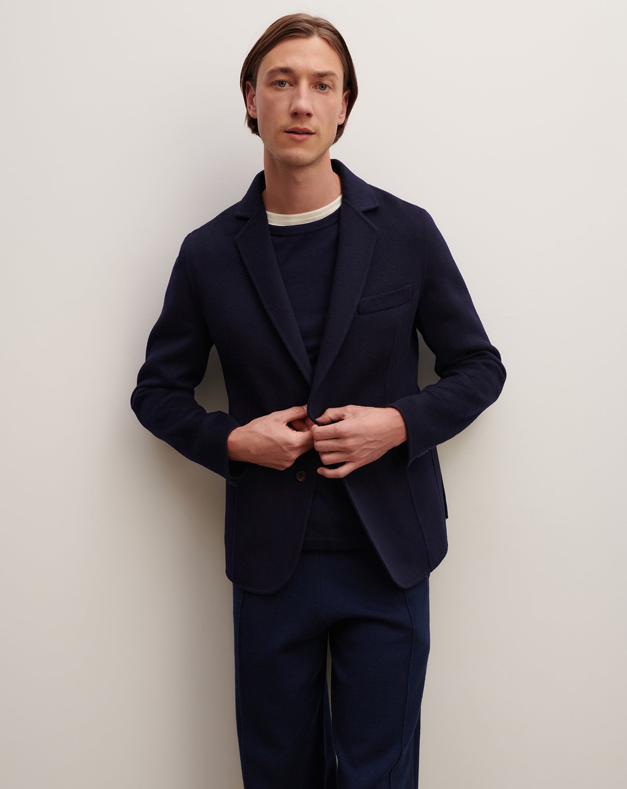 Veste blazer double face-MARINE-90% LAINE 10% CACHEMIRE