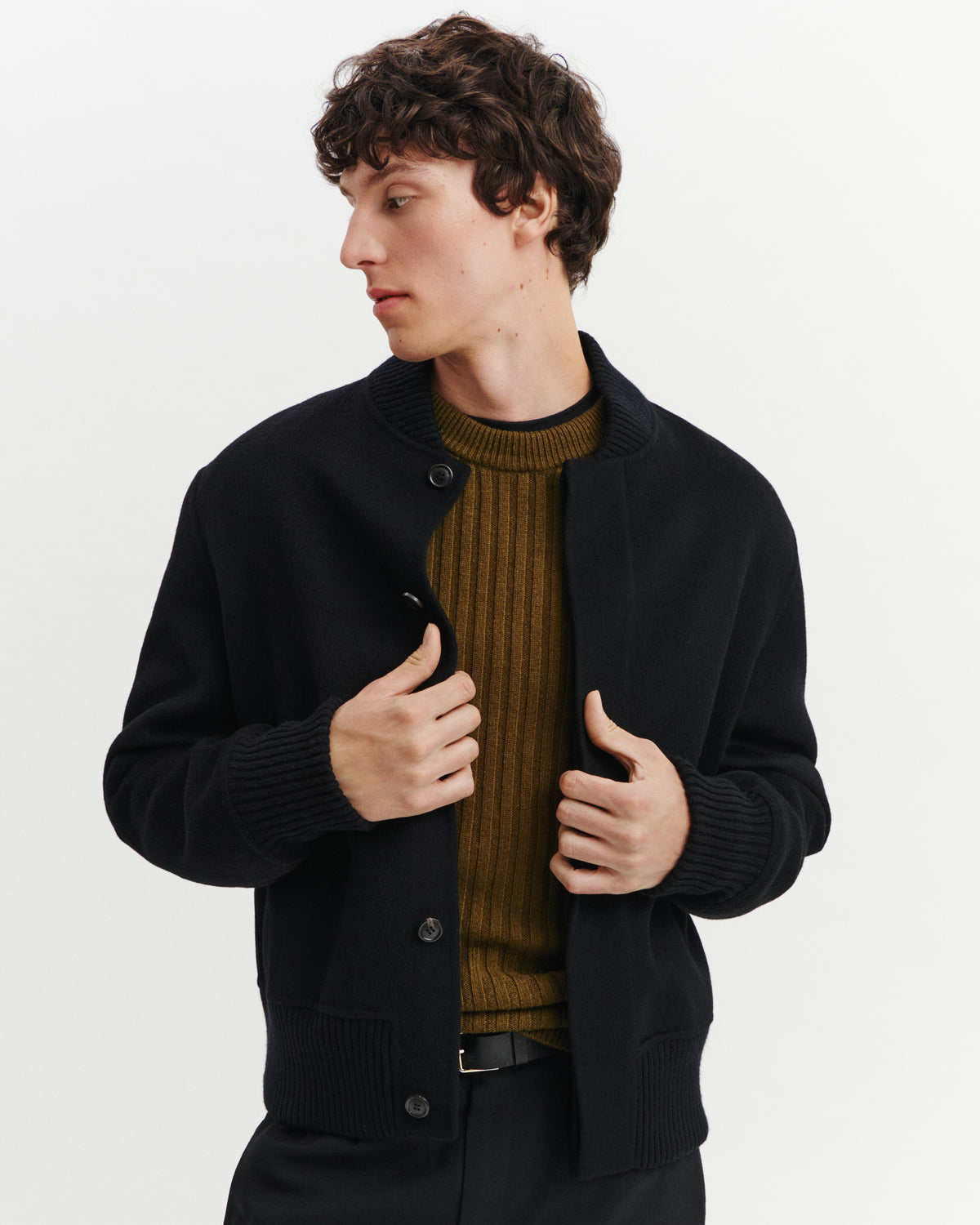 Bomber double face-NOIR-90% laine 10% cachemire Tricot - 50% laine 50% cachemire
