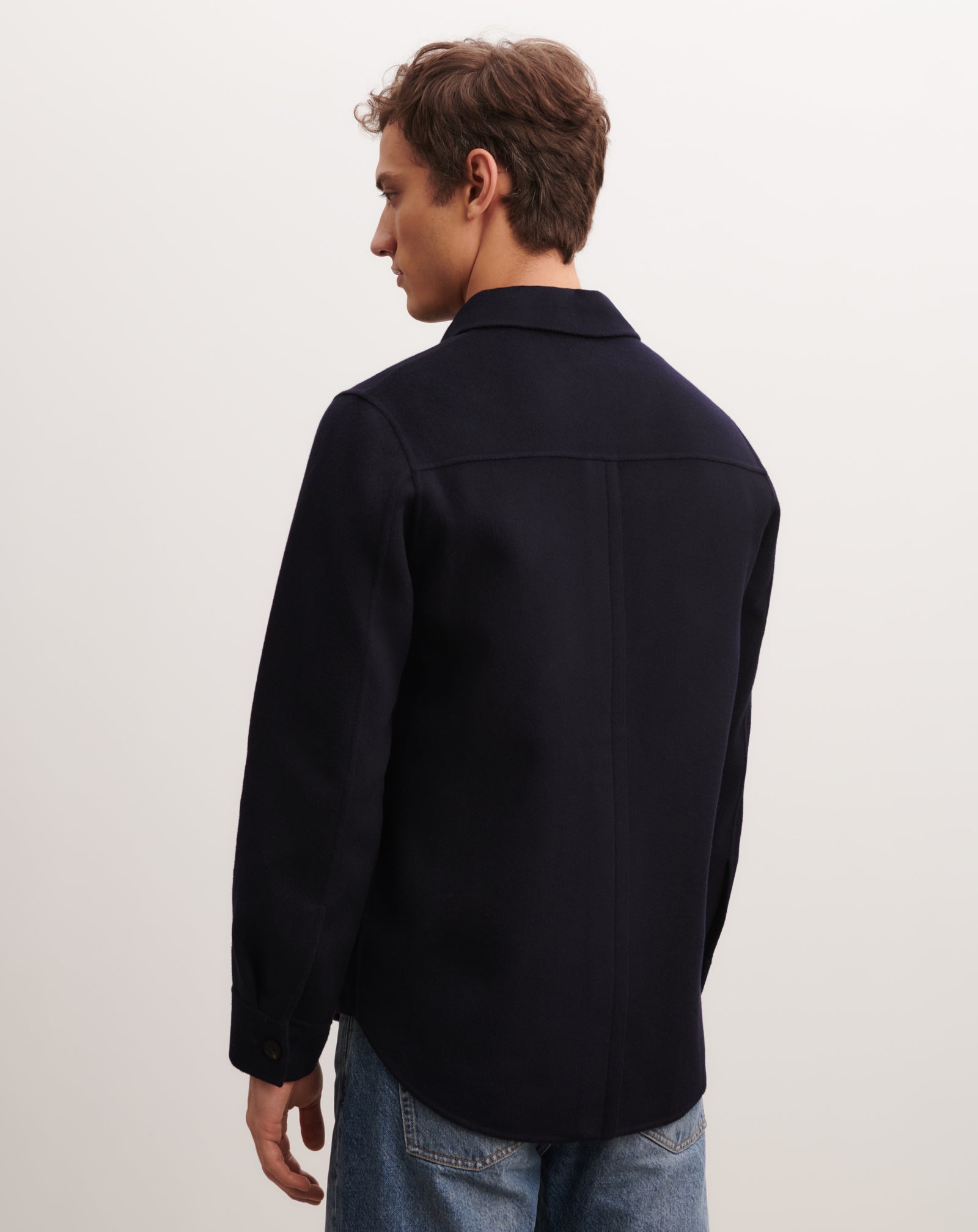 Sur-chemise double face-MARINE-90% laine 10% cachemire