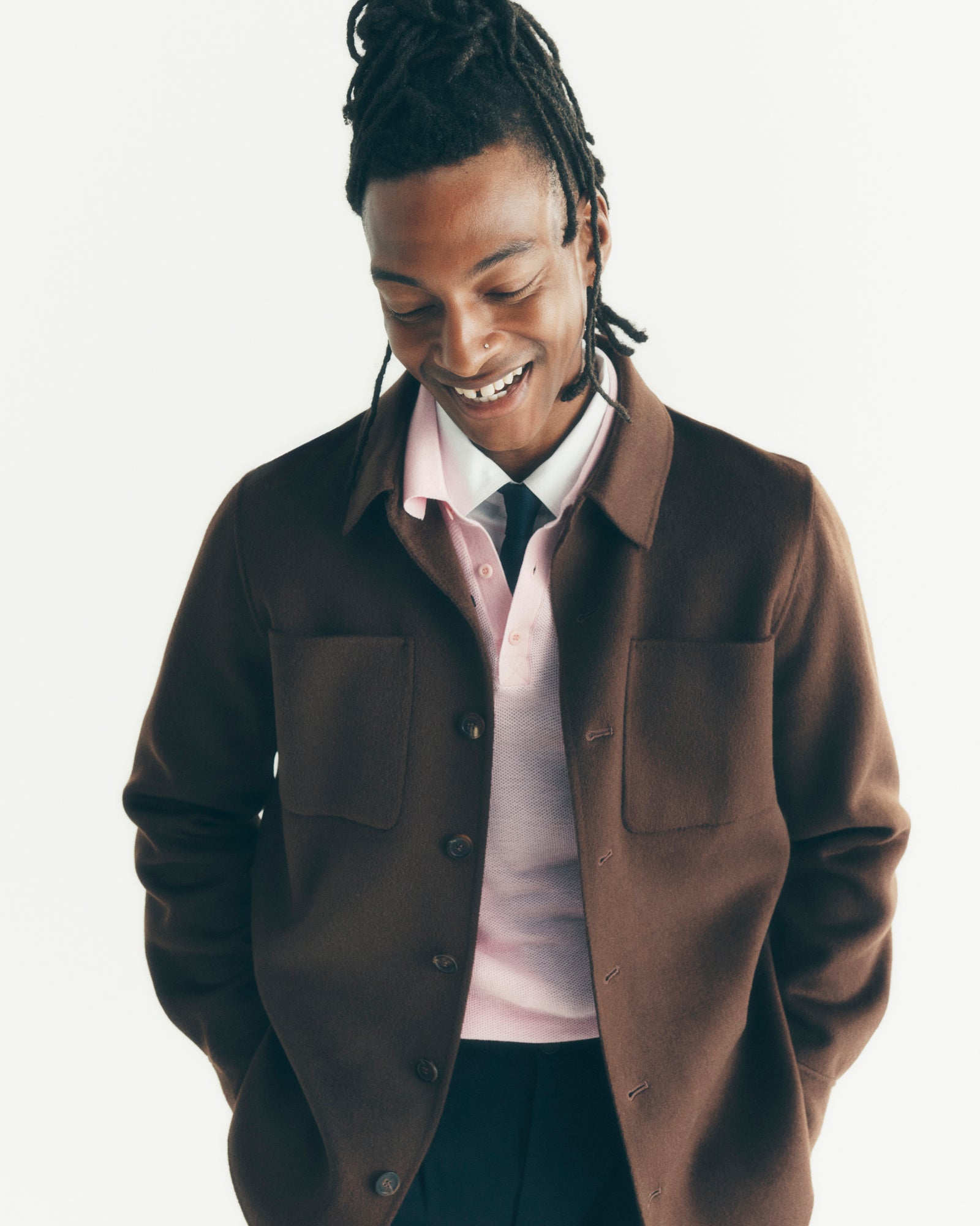 Sur-chemise double face-CAFE-90% laine 10% cachemire