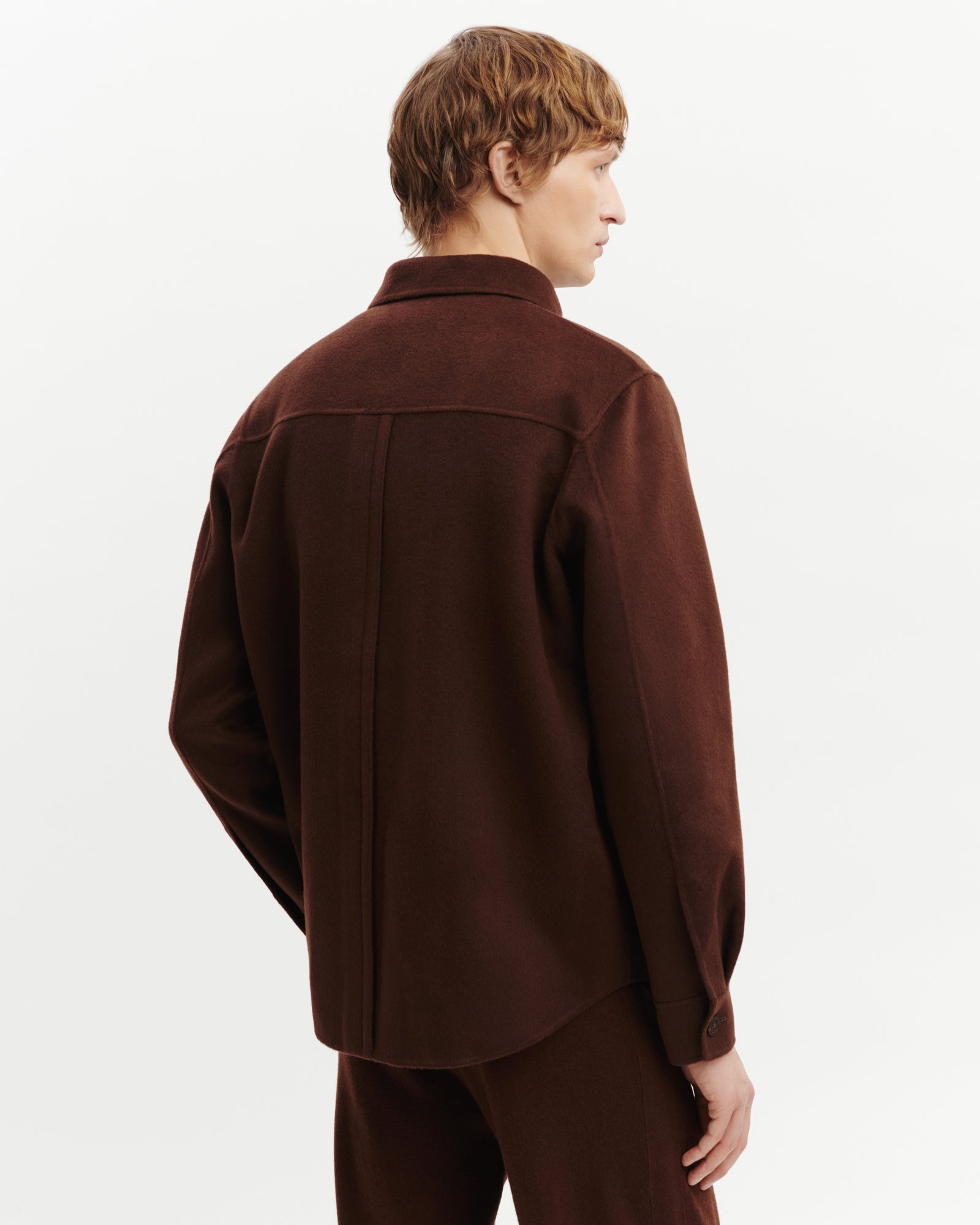 Sur-chemise double face-CAFE-90% laine 10% cachemire