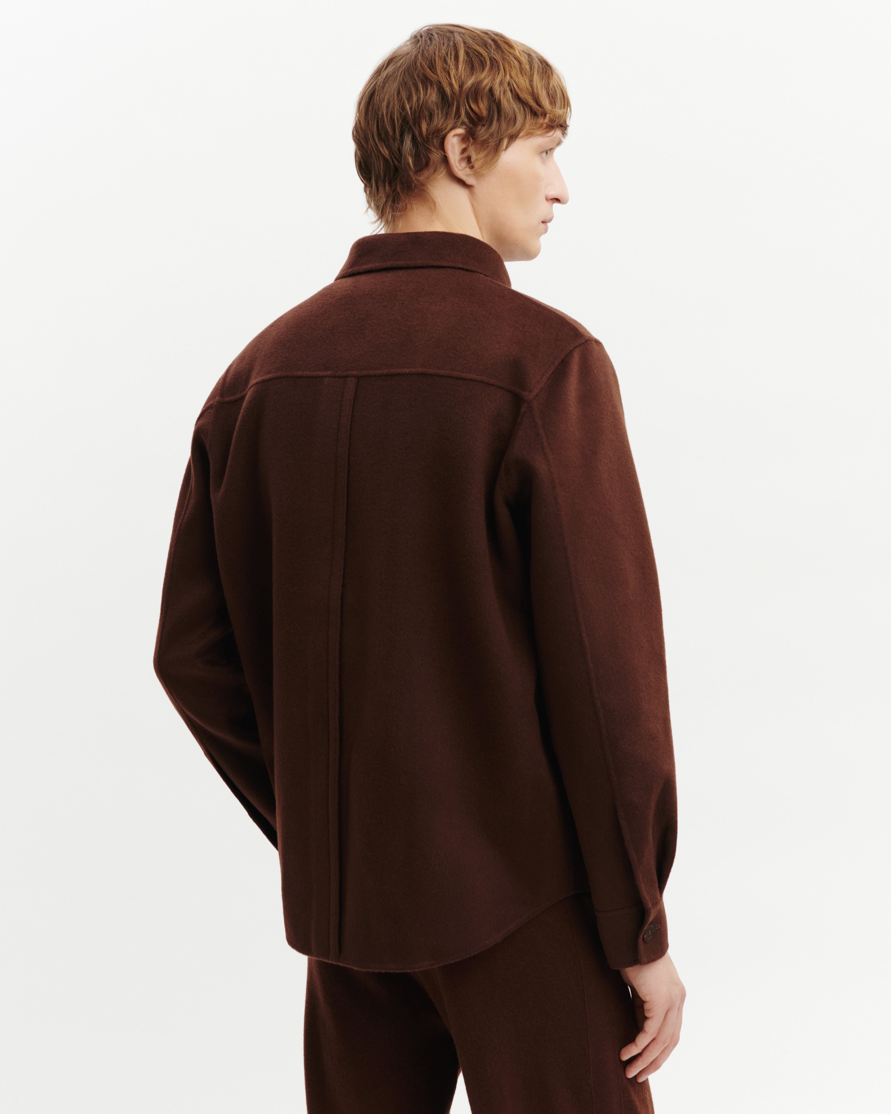 Sur-chemise double face-CAFE-90% laine 10% cachemire