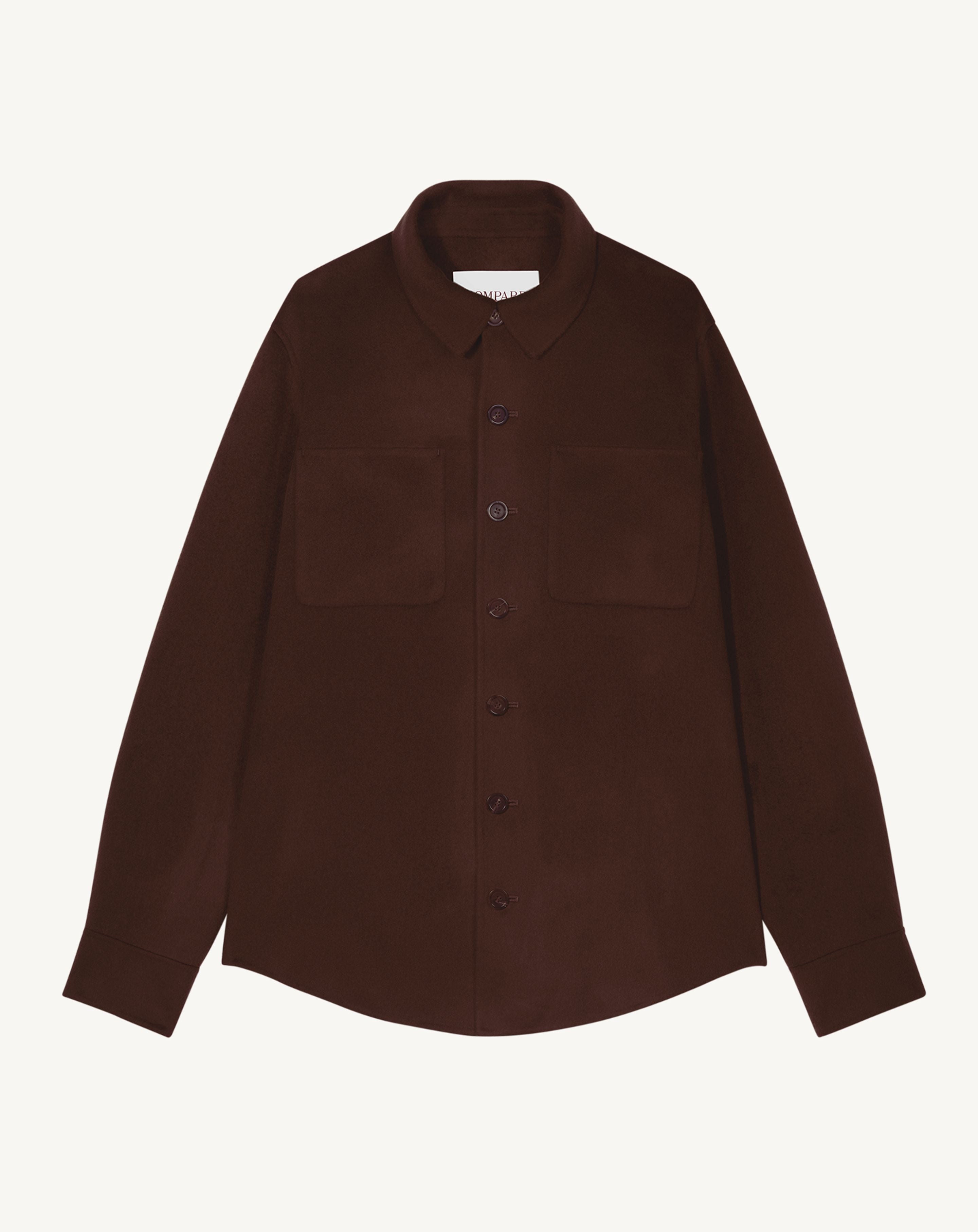 Double-sided overshirt in Cashmere, Wool Men coffee | Eric Bompard