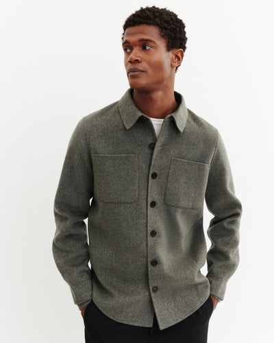 Sur-chemise double face-KAKI OMBRE-90% laine 10% cachemire