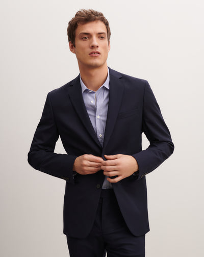 Veste blazer-MARINE-98% laine 2% elasthanne doublure 50% acetate 50% viscose