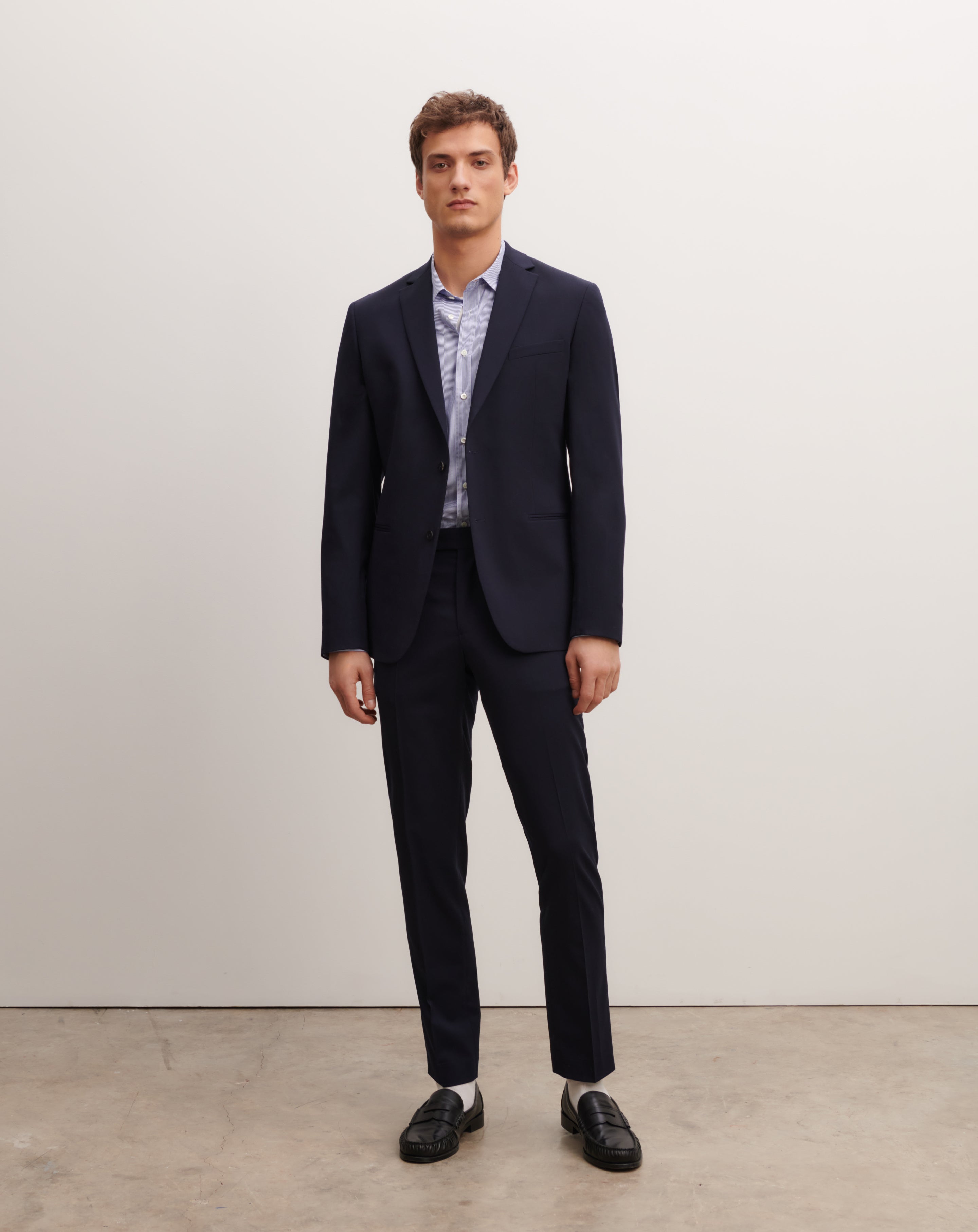 Veste blazer-MARINE-98% laine 2% elasthanne doublure 50% acetate 50% viscose