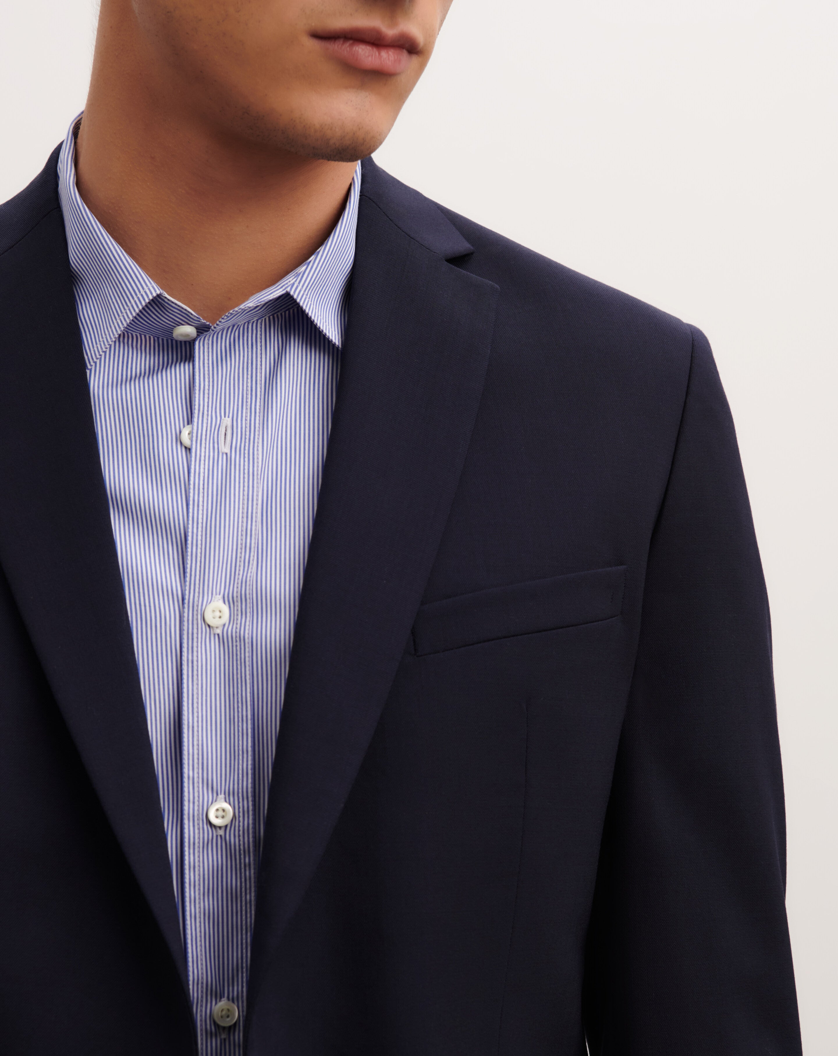 Veste blazer-MARINE-98% laine 2% elasthanne doublure 50% acetate 50% viscose