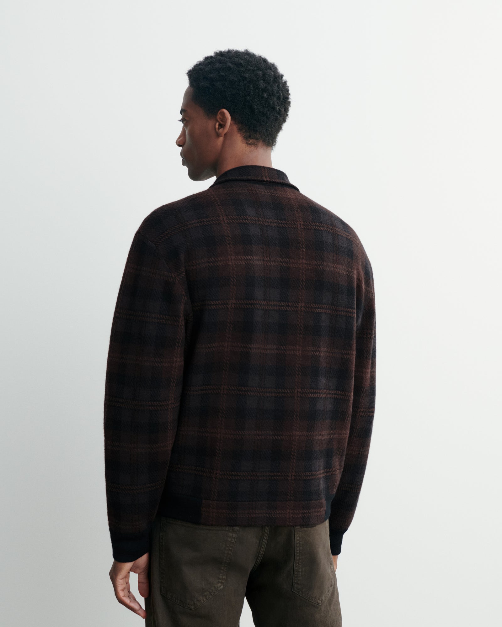 Blouson tartan-CHOCOLAT/NOIR-88% laine 12% cachemire Doublure : 100% nylon