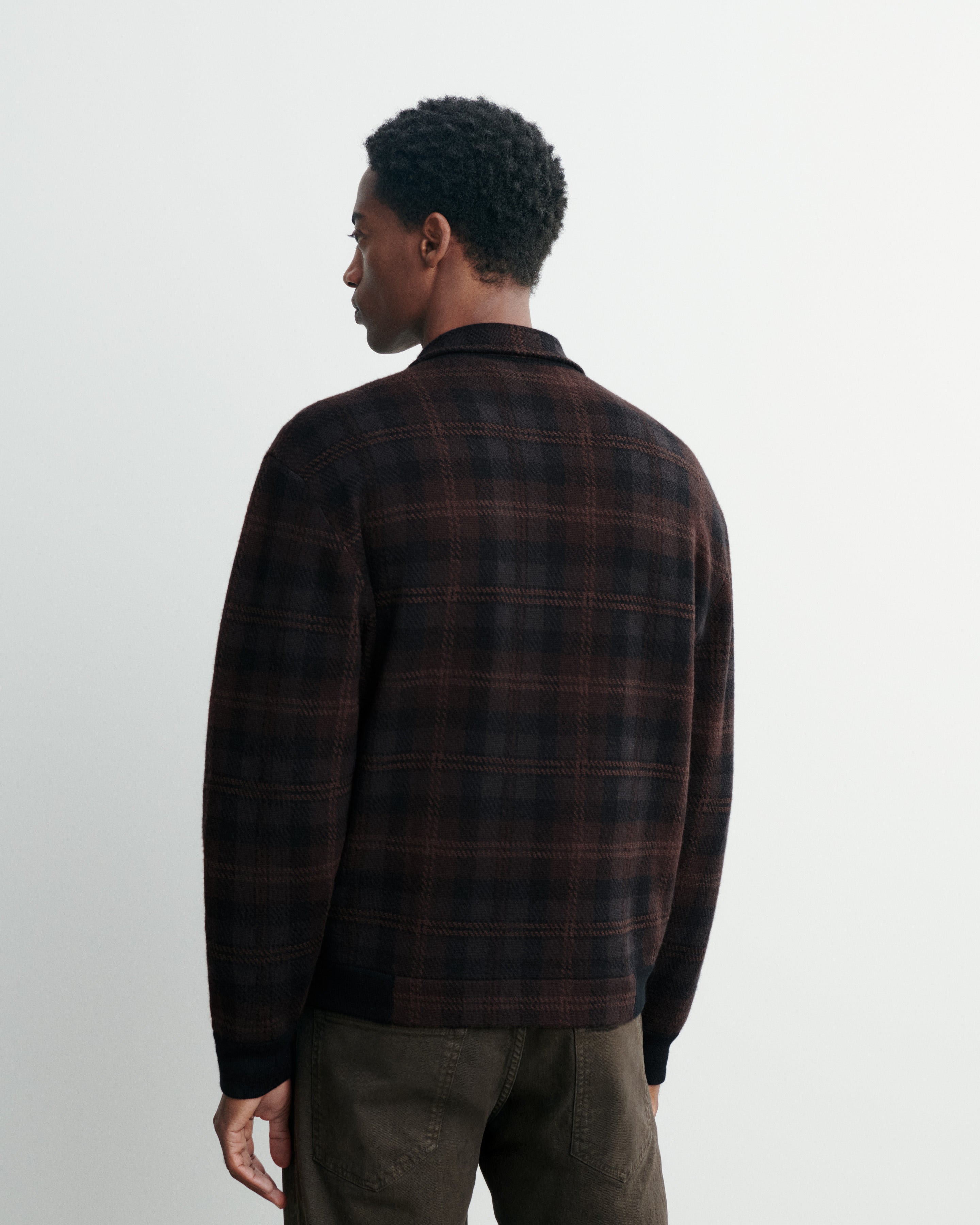 Blouson tartan-CHOCOLAT/NOIR-88% laine 12% cachemire Doublure : 100% nylon