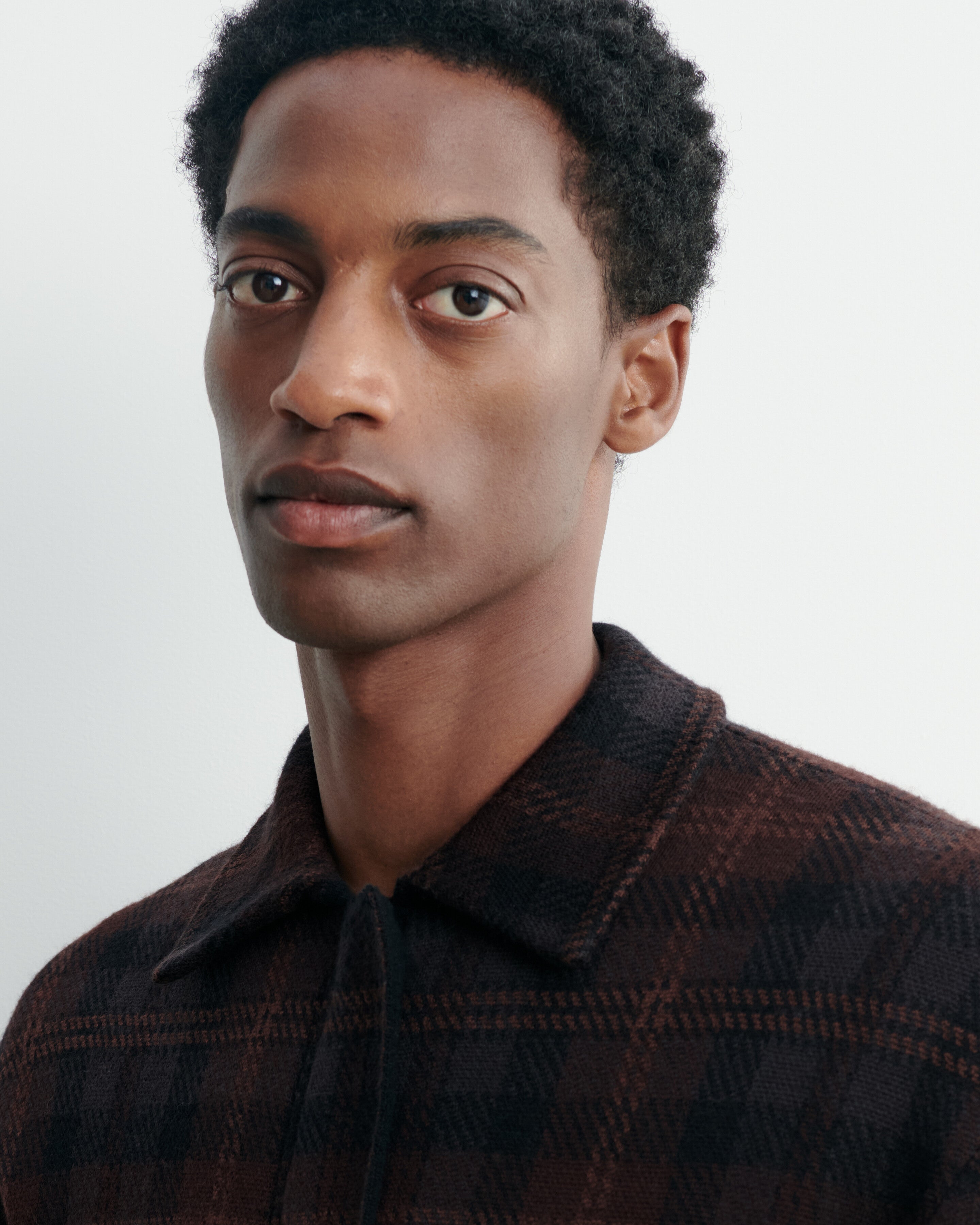 Blouson tartan-CHOCOLAT/NOIR-88% laine 12% cachemire Doublure : 100% nylon