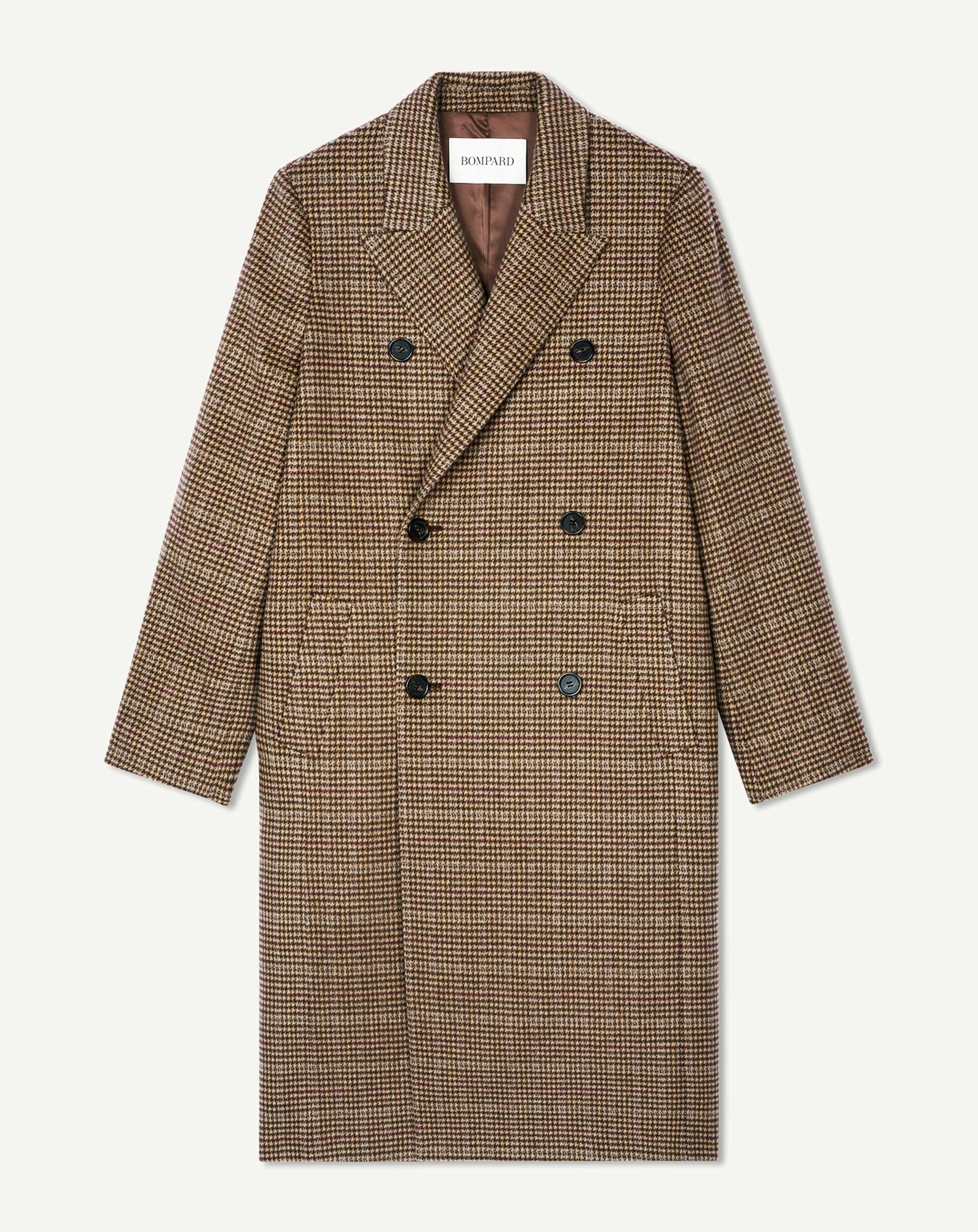 Manteau pied de poule-MILLET/CHOCOLAT-48% yack 47% laine 5% cachemire Doublure : 55 polyester 45% viscose