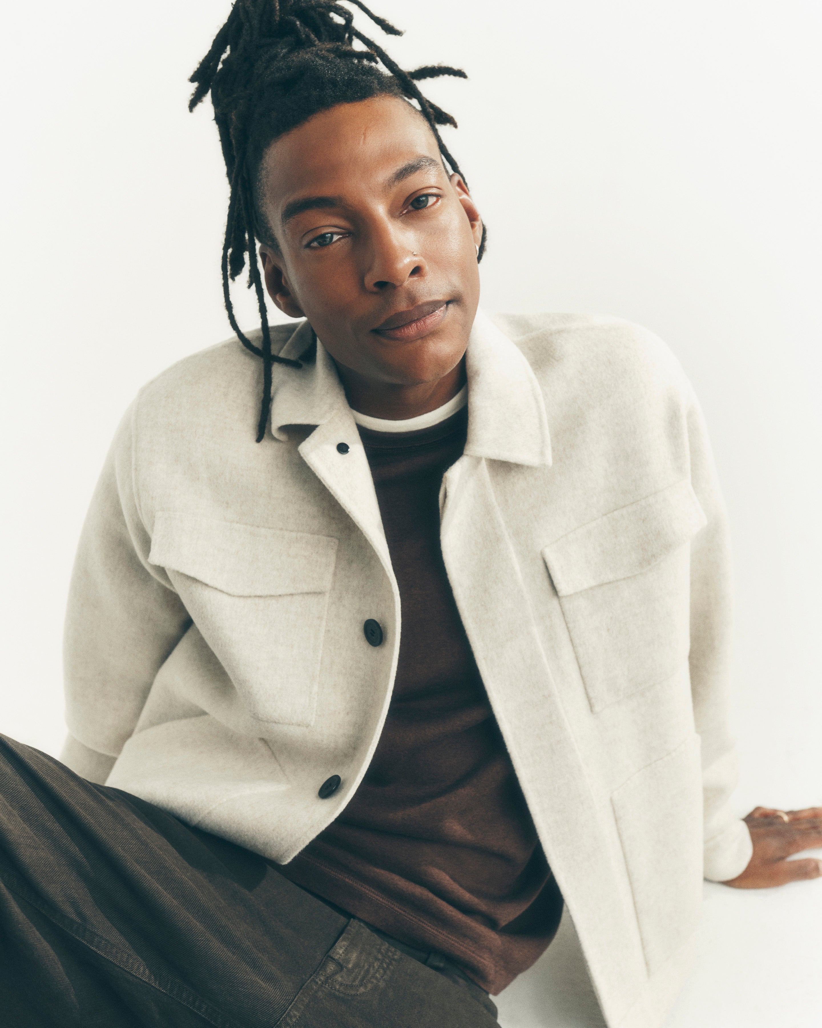 Veste double face-TOURTERELLE-90% laine 10% cachemire