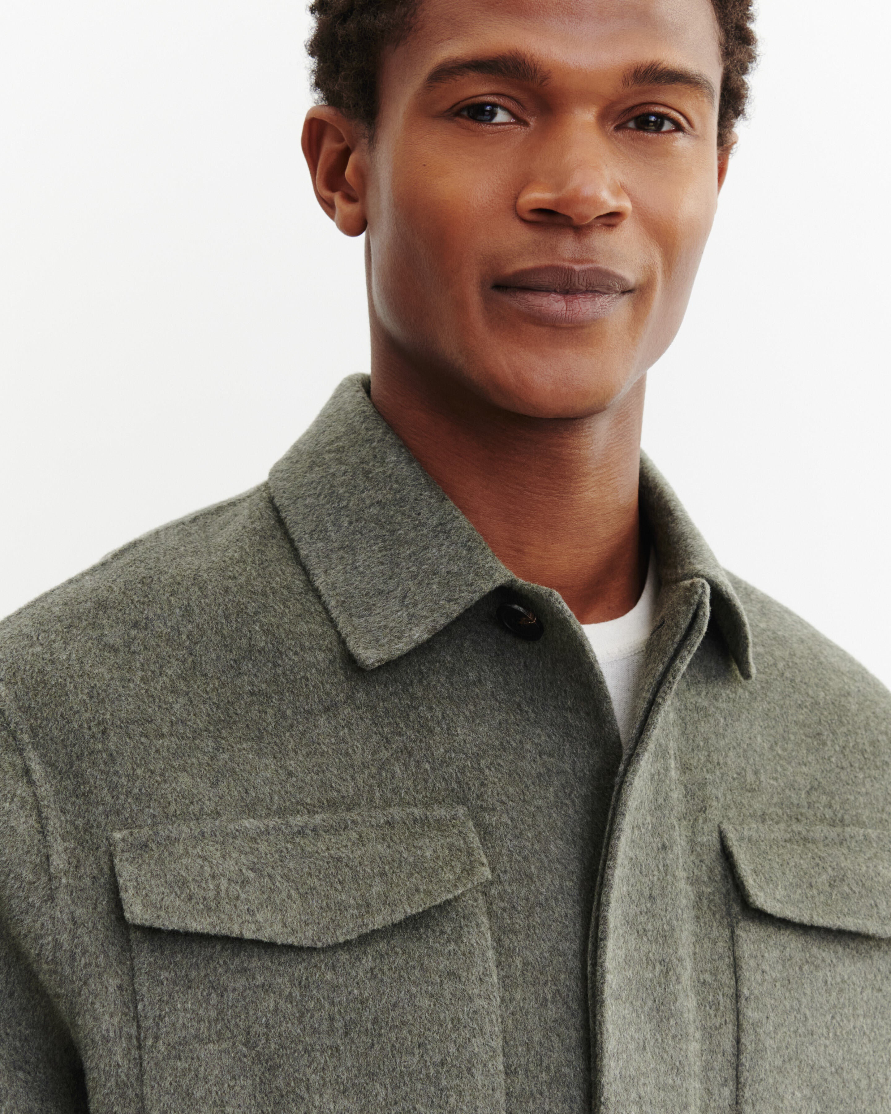 Double-sided jacket in Wool, Cashmere Men shaded khaki | Eric Bompard