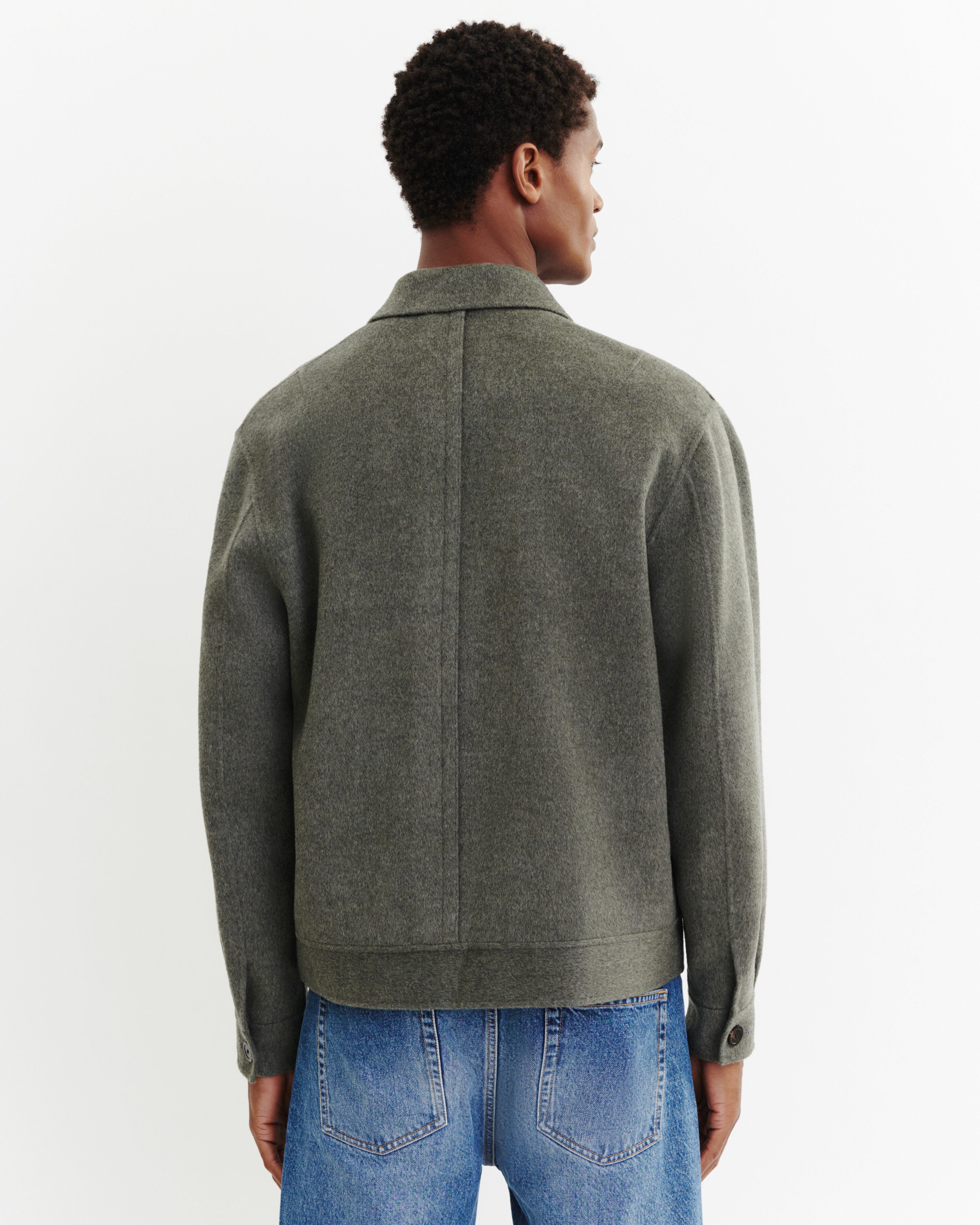 Veste double face-KAKI OMBRE-90% laine 10% cachemire