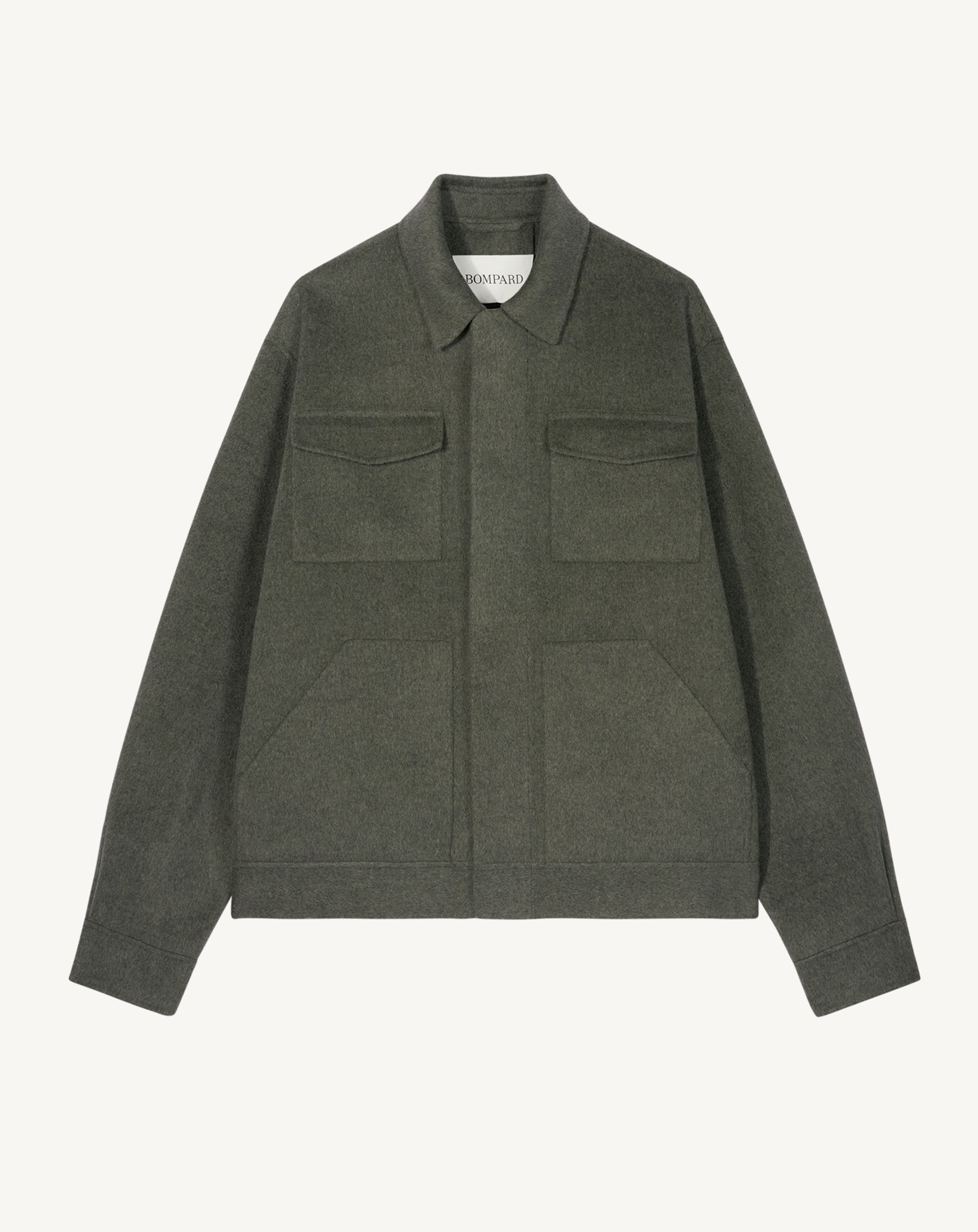 Double-sided jacket in Wool, Cashmere Men shaded khaki | Eric Bompard