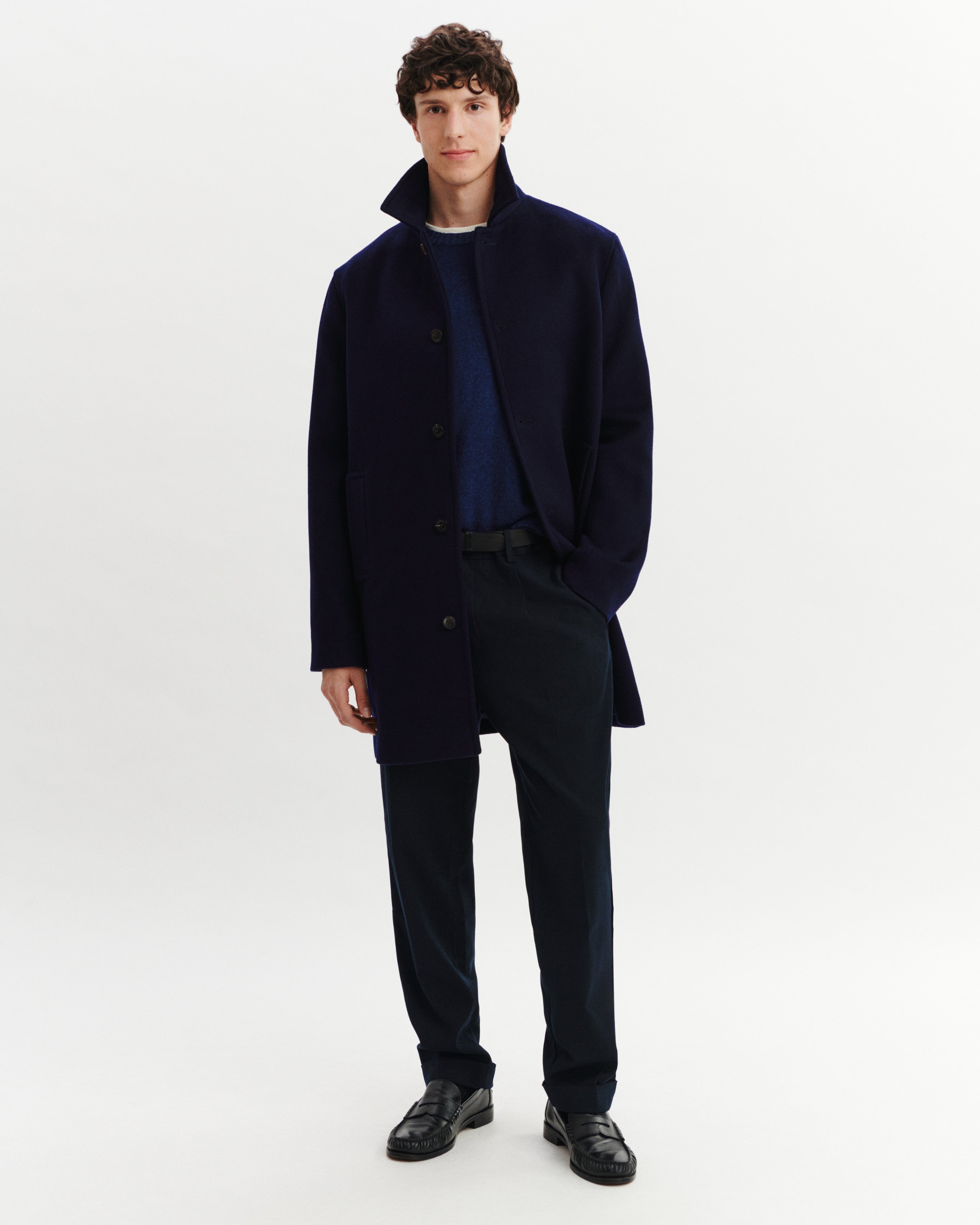 Manteau double face-MARINE-90% laine 10% cachemire