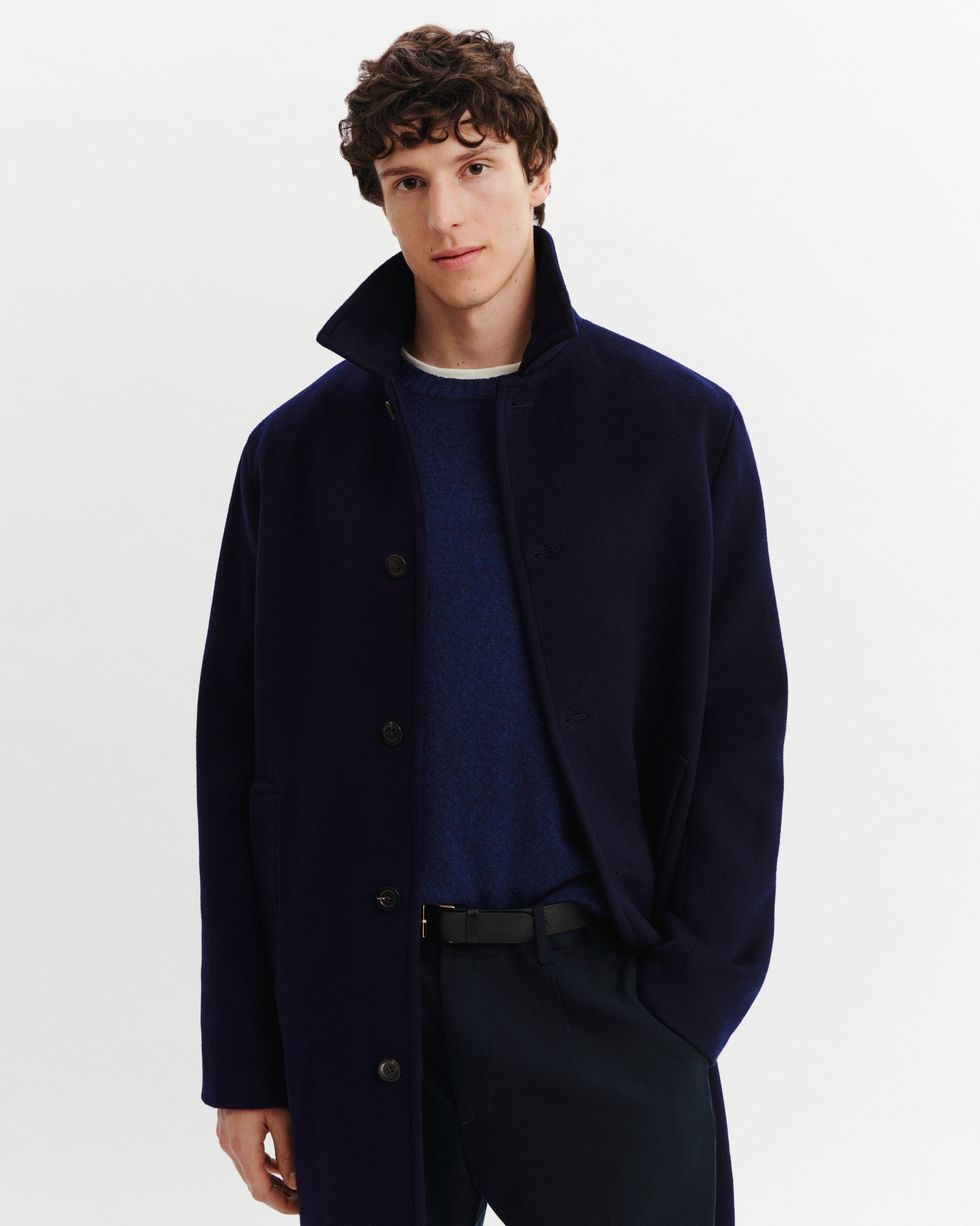 Manteau double face-MARINE-90% laine 10% cachemire