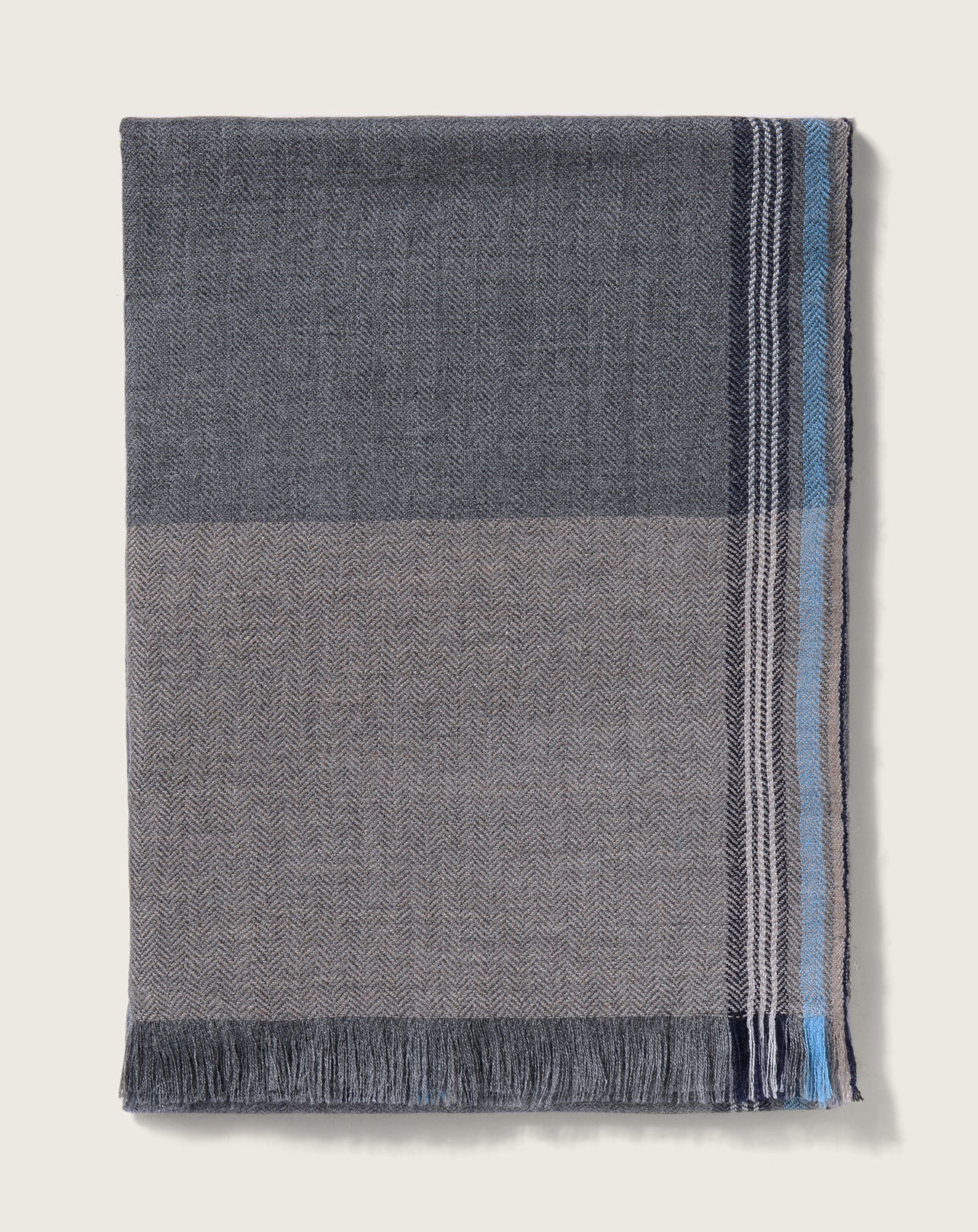 Étole chevrons à lisières-LOUP-100% CACHEMIRE