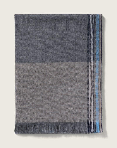 Étole chevrons à lisières-LOUP-100% CACHEMIRE