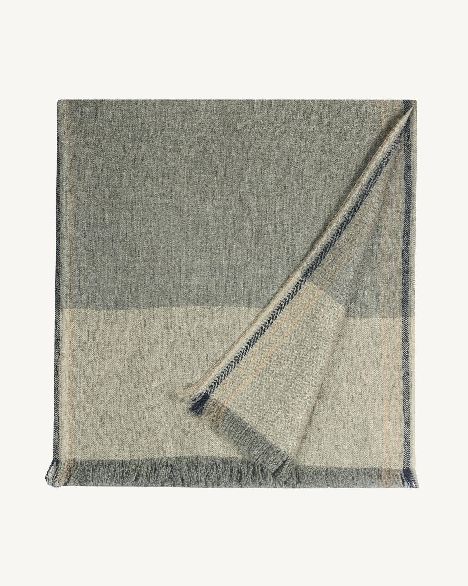 Etole maxi tartan-GRIS METEORITE/AVOINE-100% cachemire