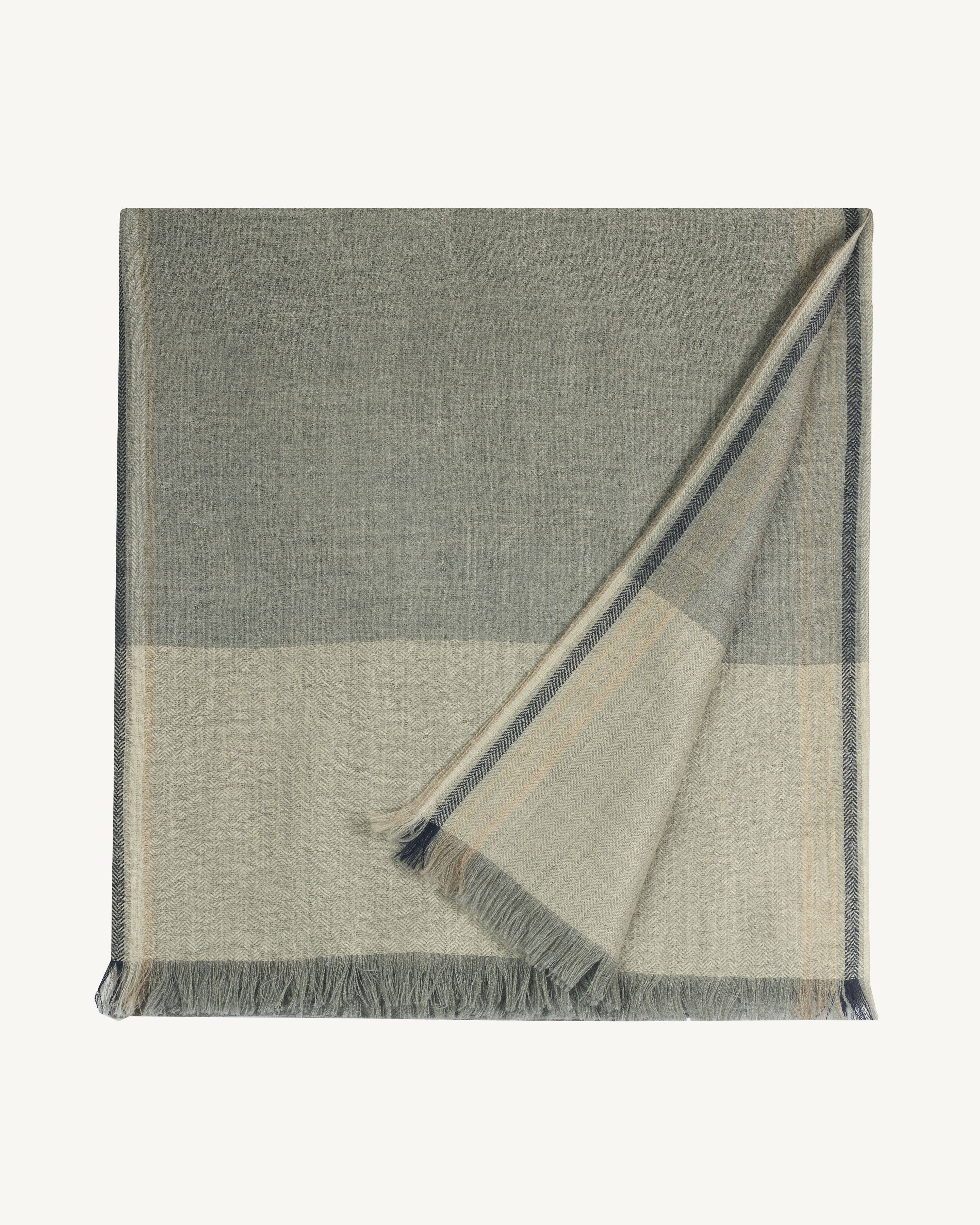 Etole maxi tartan-GRIS METEORITE/AVOINE-100% cachemire