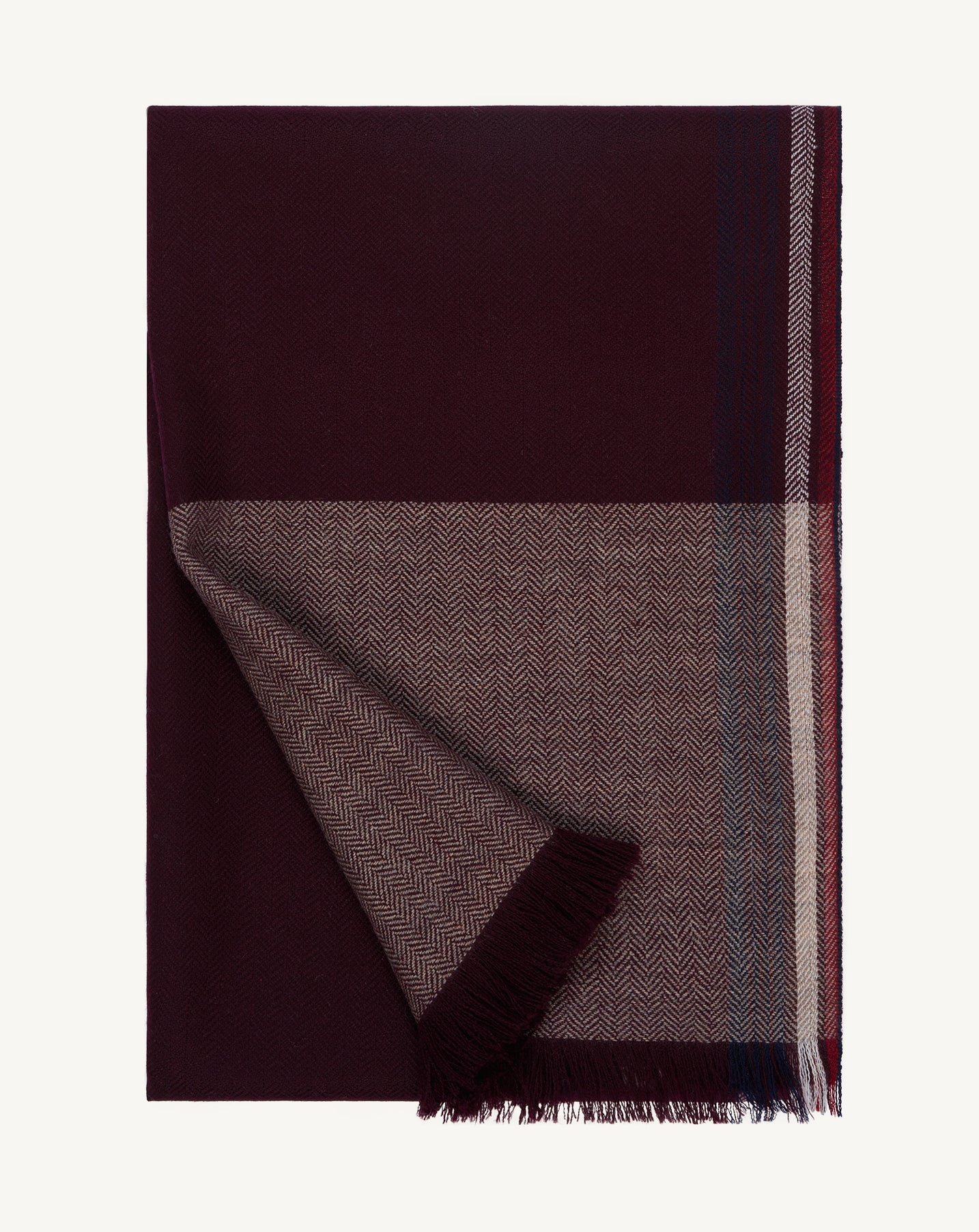 Etole maxi tartan-GRENAT/MILLET-100% cachemire