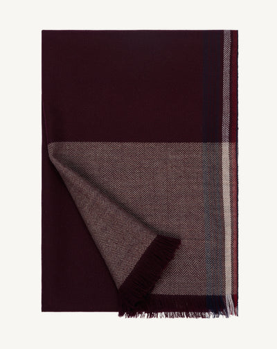 Etole maxi tartan-GRENAT/MILLET-100% cachemire