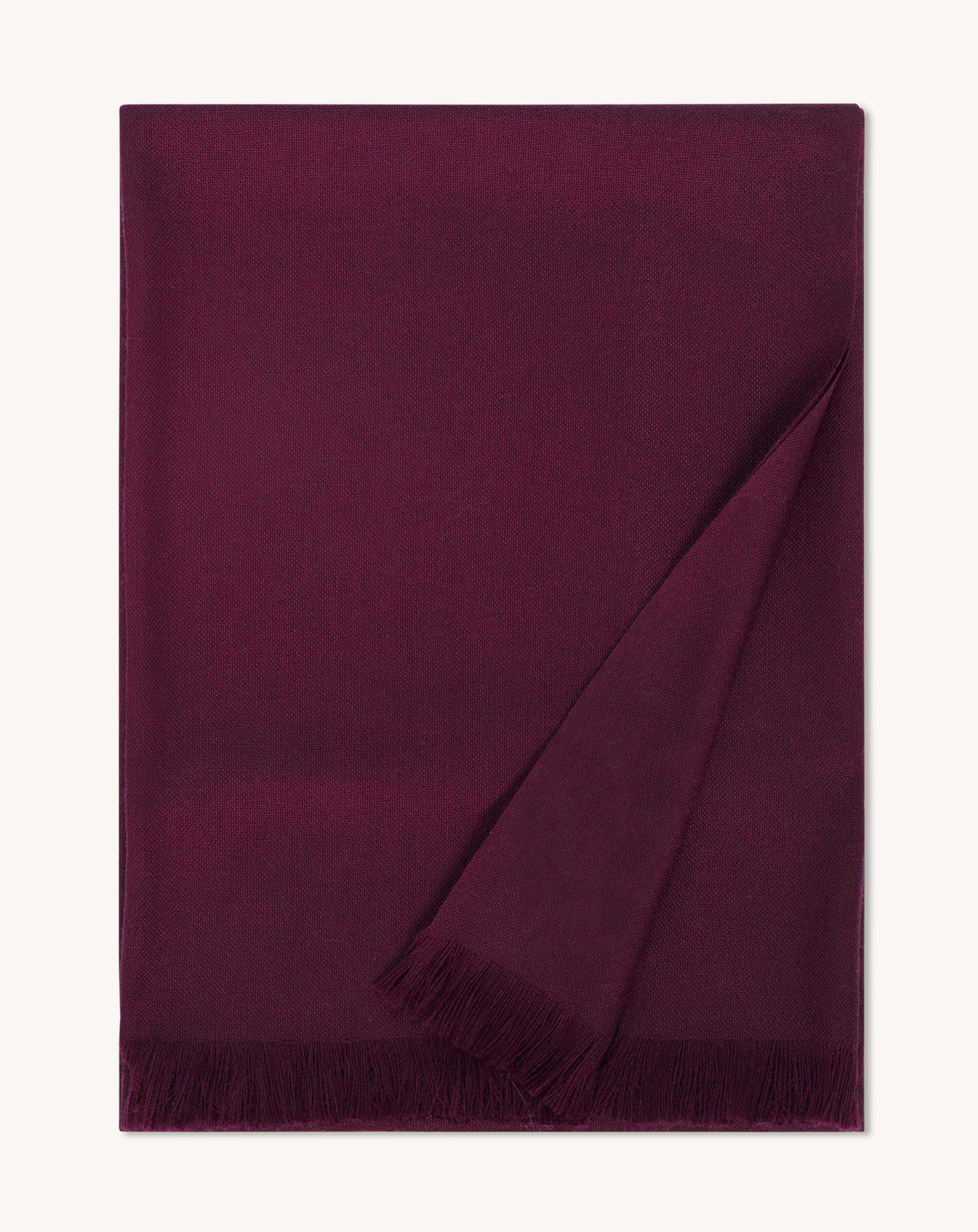 Petite étole en voile-PRUNE DAMAS-100% cachemire