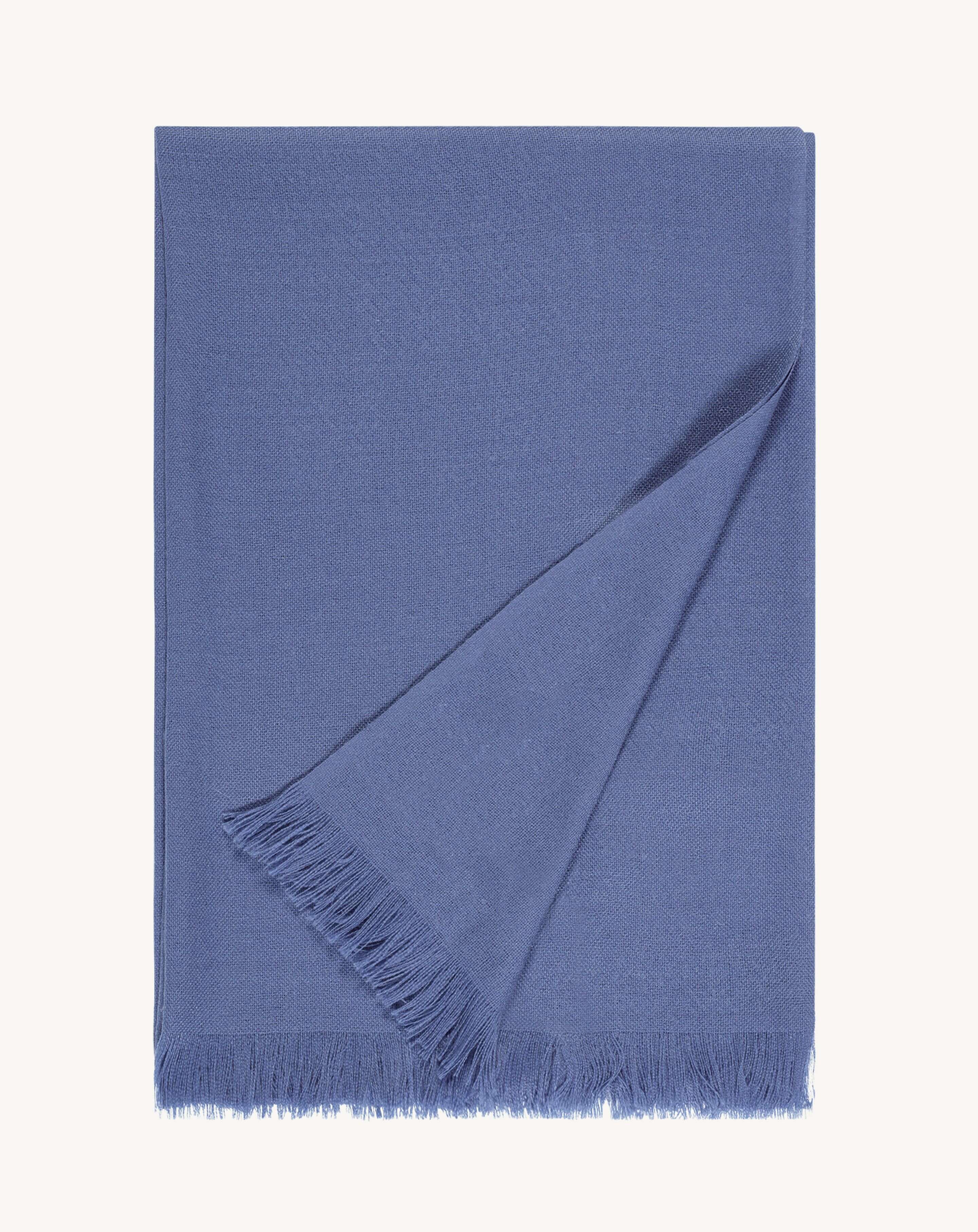 Petite étole en voile-BLEU ATLAS-100% cachemire