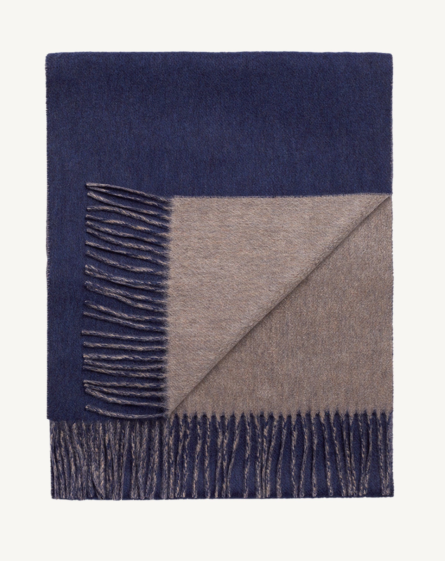 Echarpe double face-BLEU NOCTURNE/MILLET-100% cachemire