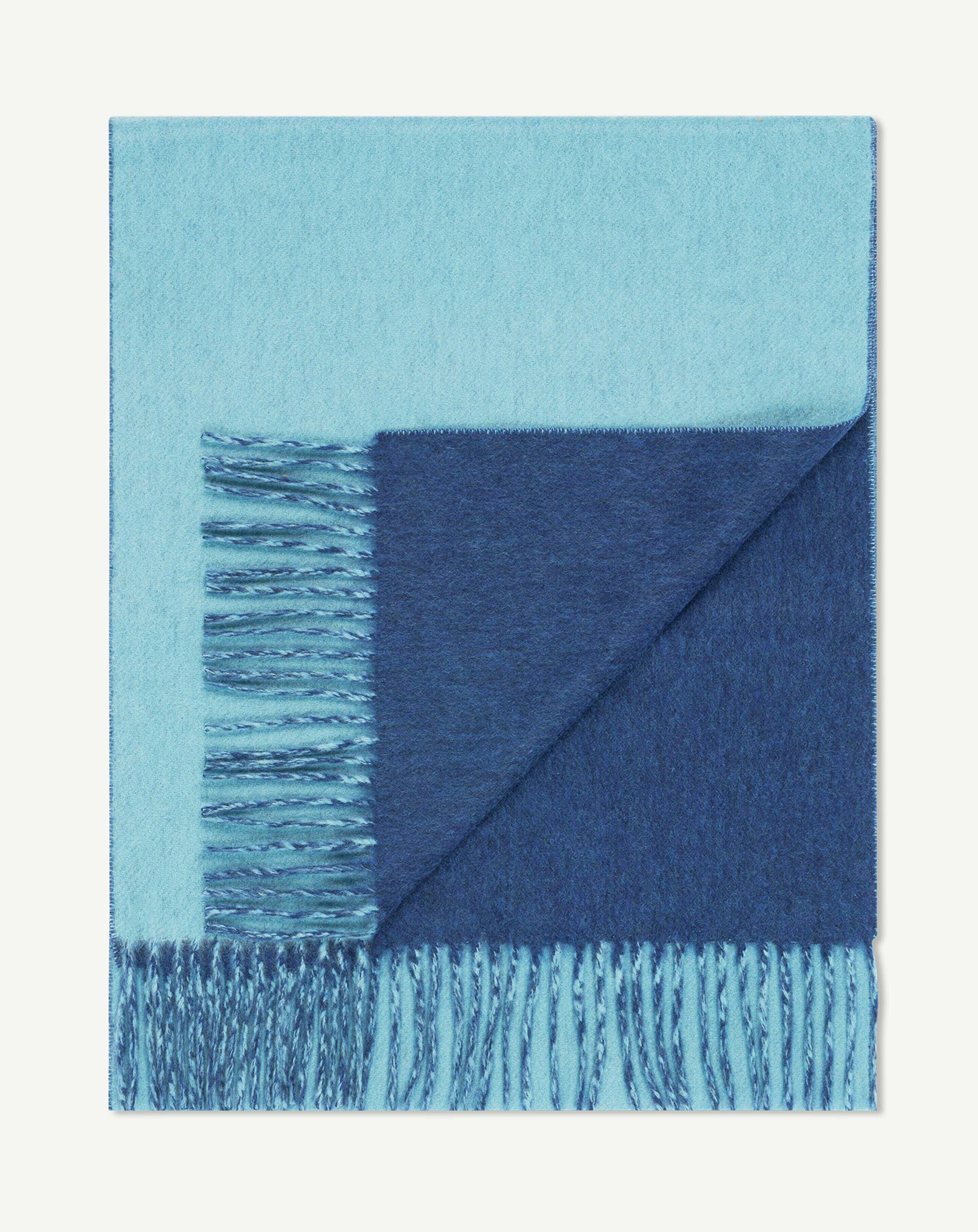 Echarpe double face-BLEU ARCHIPEL/BLEU NOCTURNE-100% cachemire