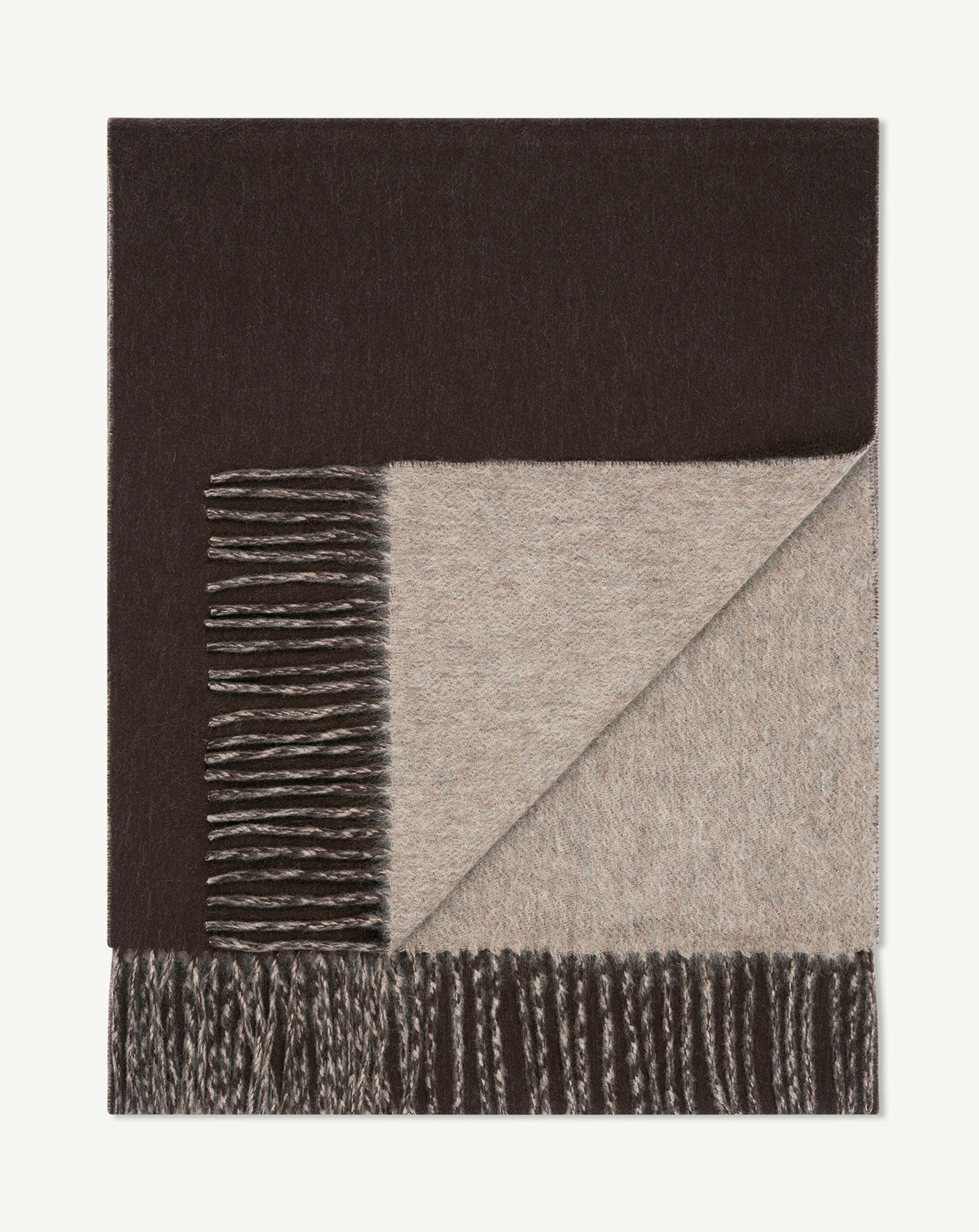 Echarpe double face-CHOCOLAT/MILLET-100% cachemire