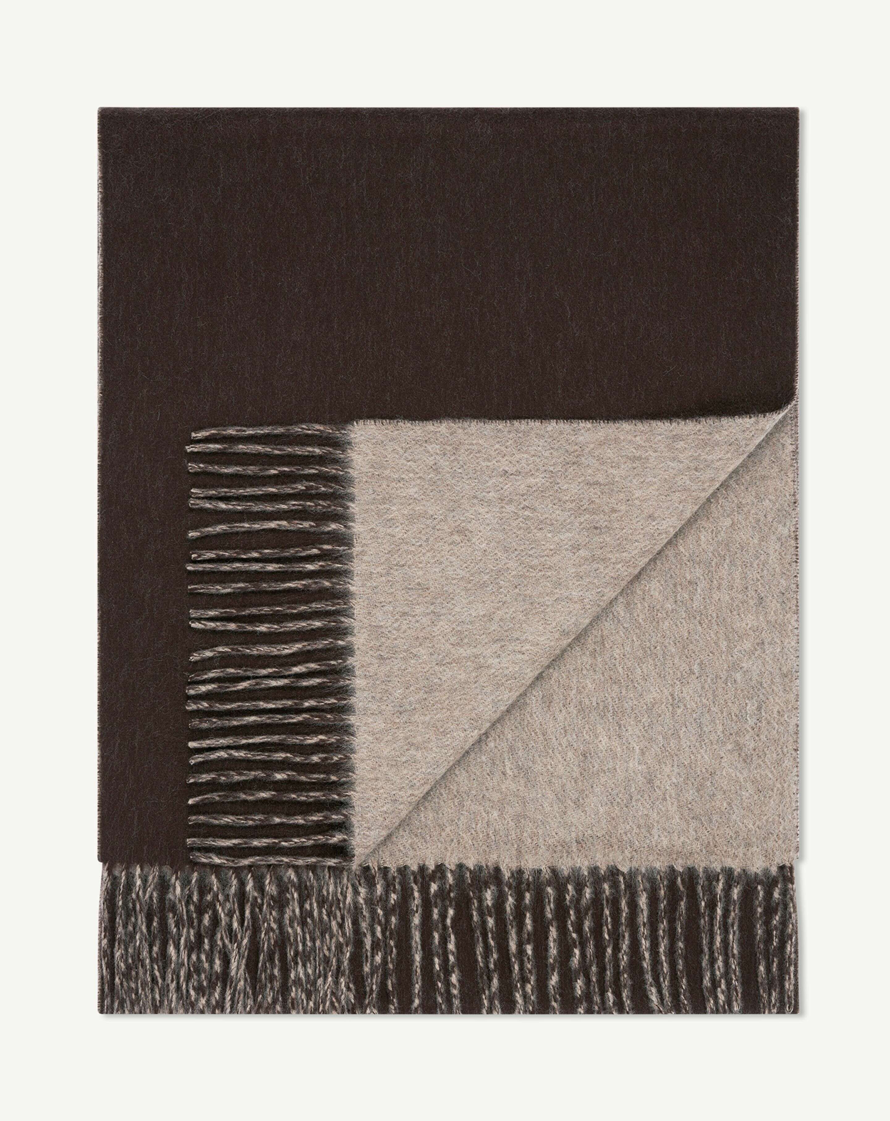 Echarpe double face-CHOCOLAT/MILLET-100% cachemire