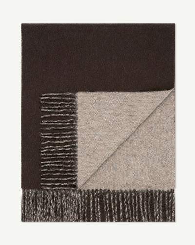 Echarpe double face-CHOCOLAT/MILLET-100% cachemire