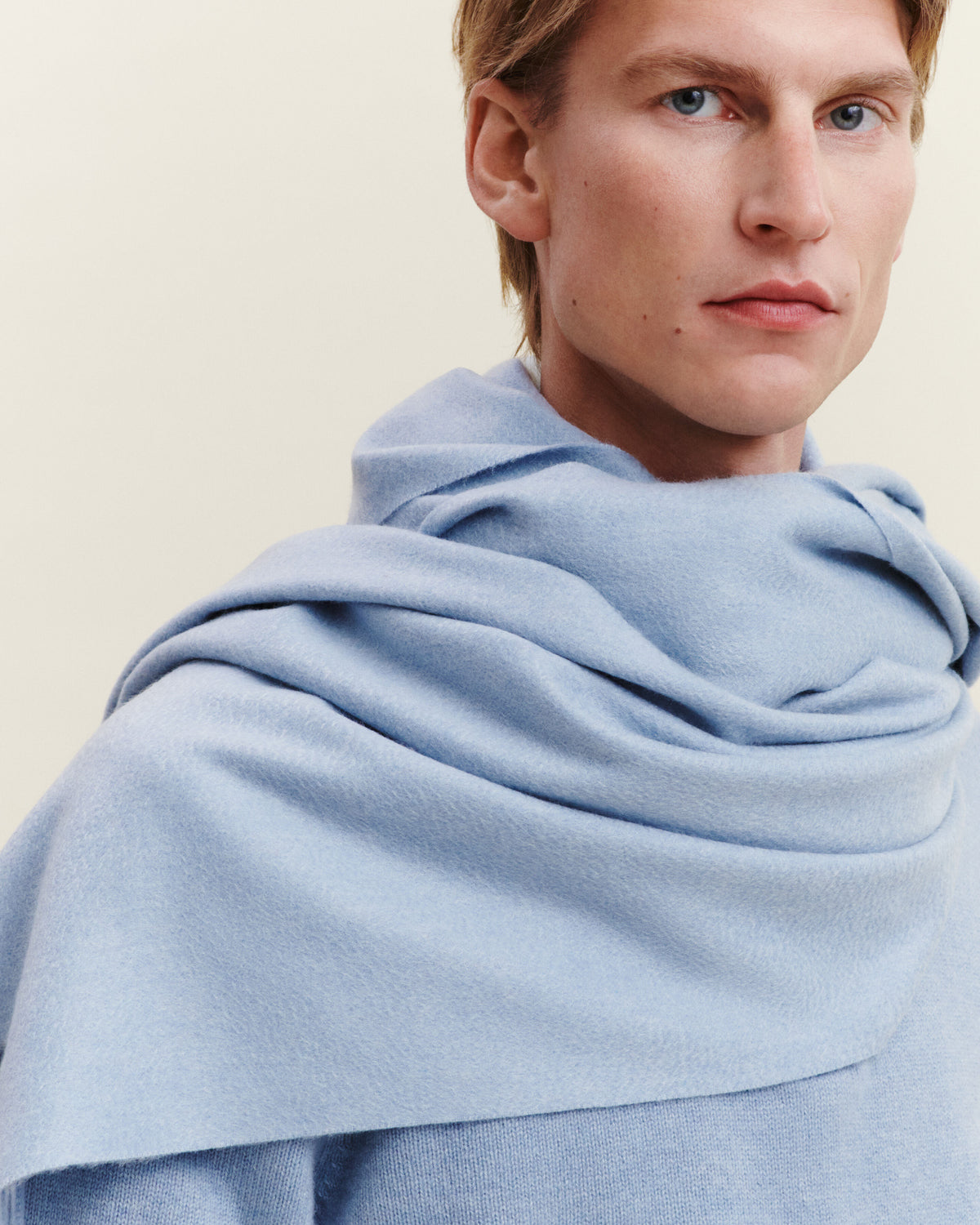 Maxi écharpe Origines-BLEU GLACIER-100% cachemire