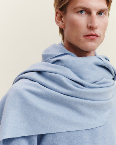 Maxi écharpe Origines-BLEU GLACIER-100% cachemire