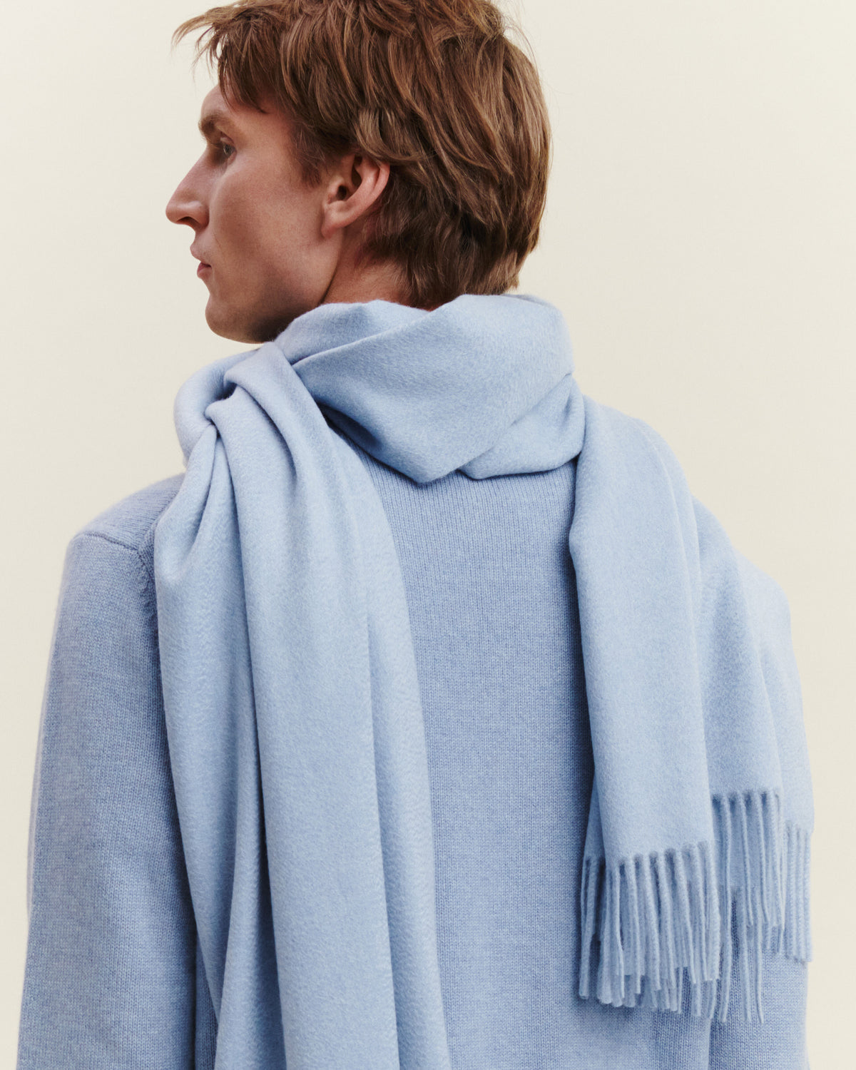 Maxi écharpe Origines-BLEU GLACIER-100% cachemire