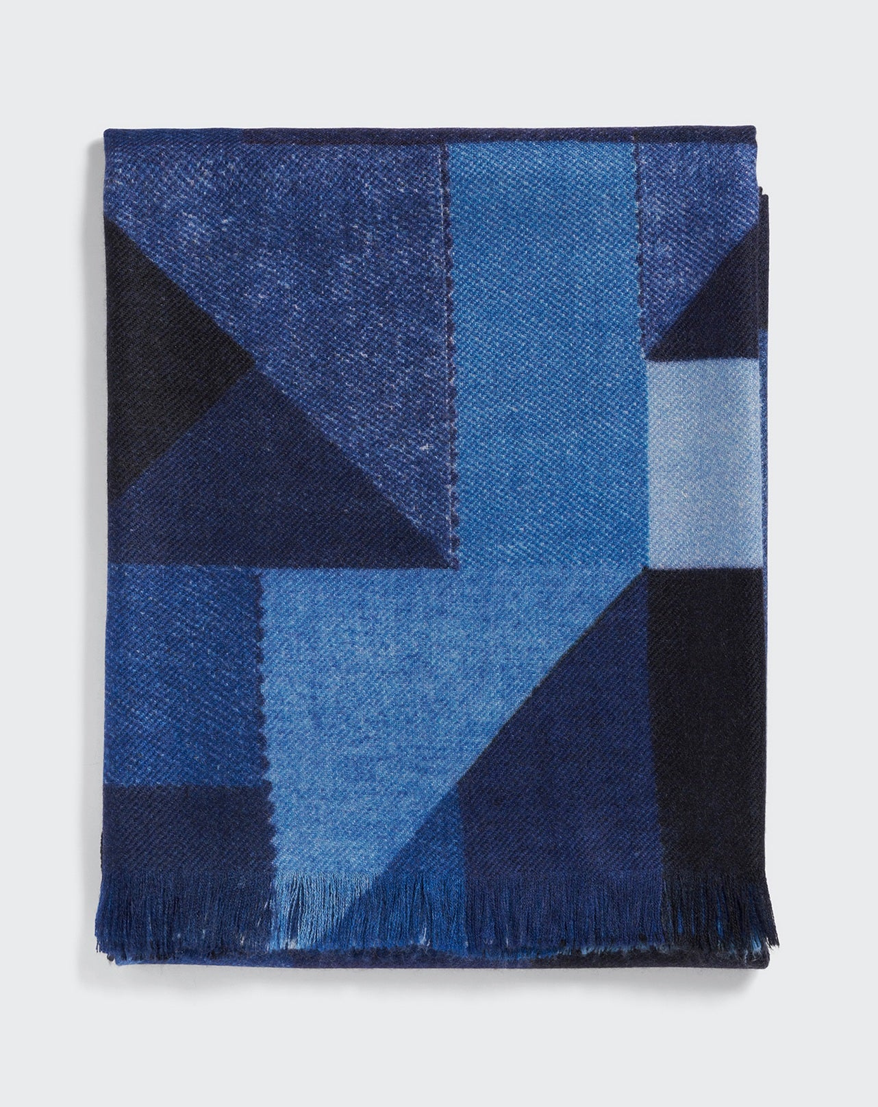 Étole imprimée patchwork denim-GEAI-100% CACHEMIRE