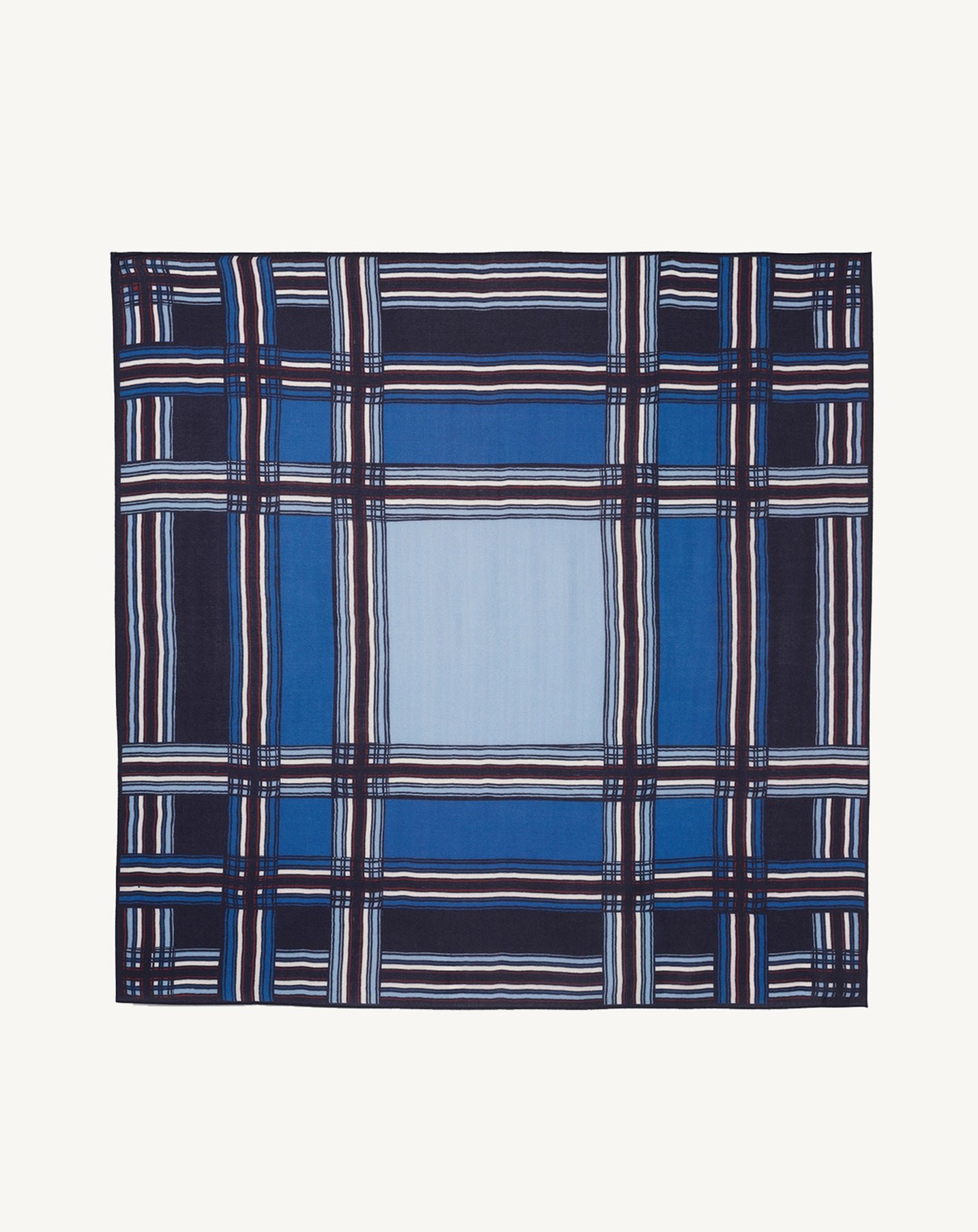 Carré imprimé néo tartan-BLEU PIGMENT-100% CACHEMIRE