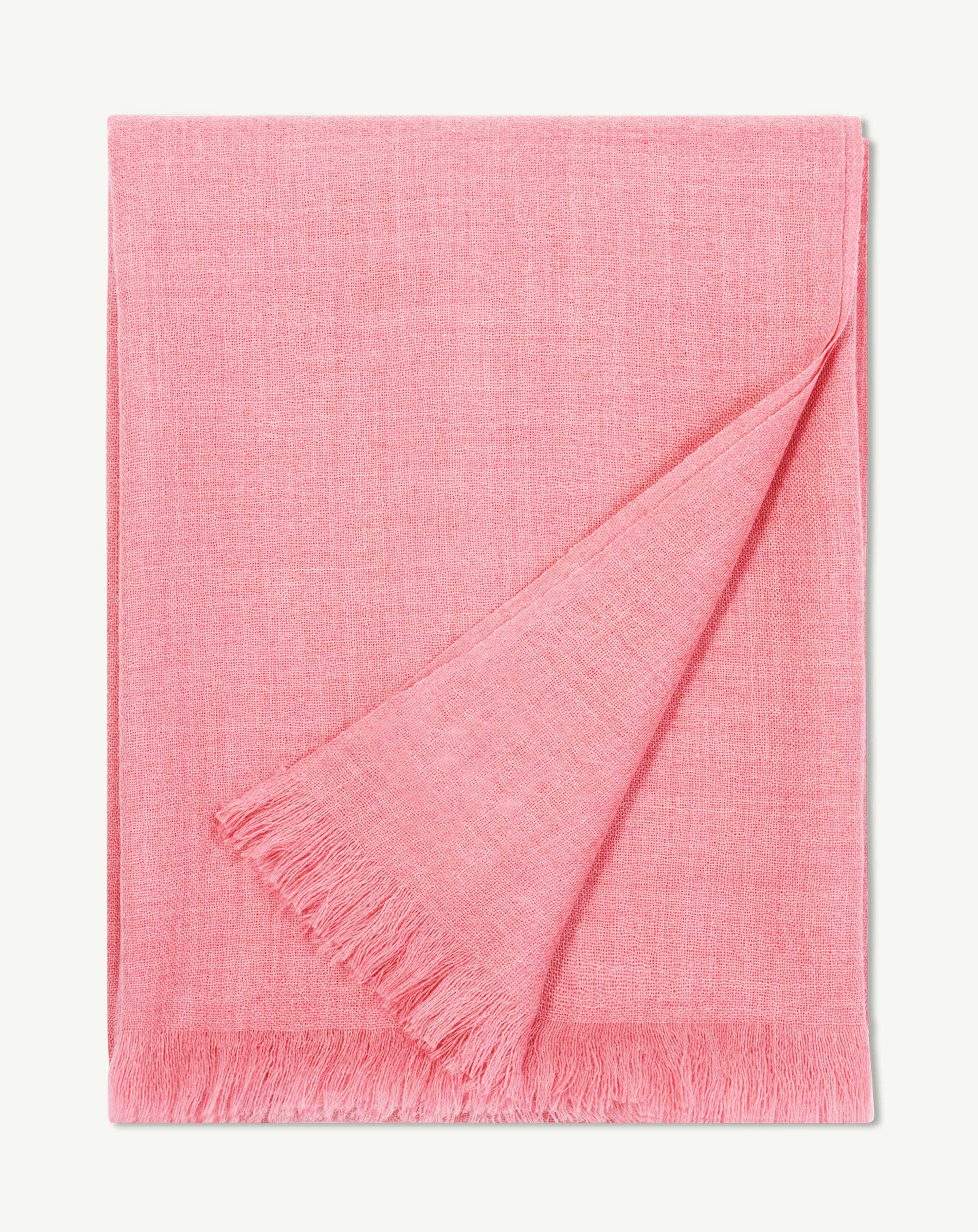 Maxi étole en voile-ROSE CAMEO-100% cachemire