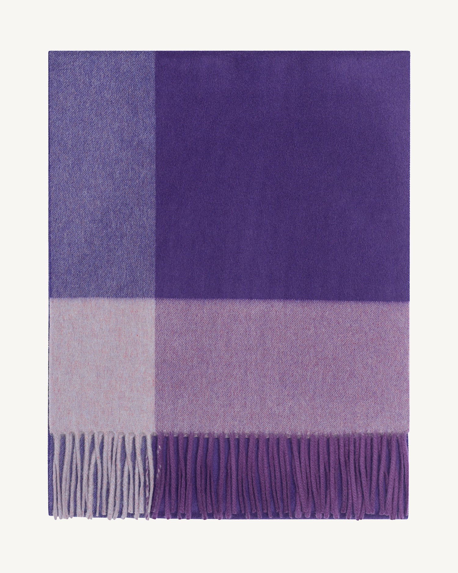 Écharpe à franges maxi tartan-ULTRAVIOLET/CYCLAMEN/PENSEE-100% cachemire